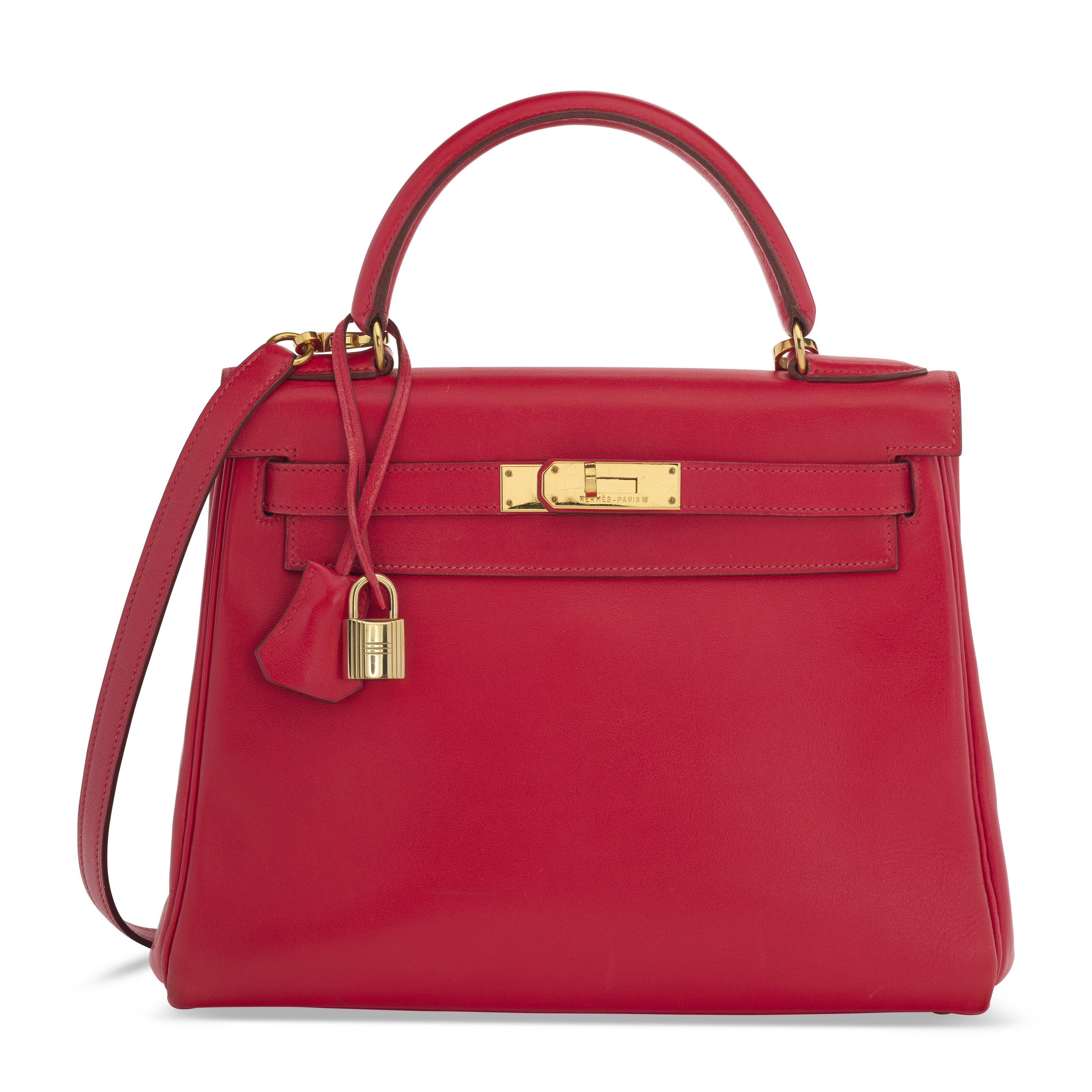 AN ORANGE H EVERCALF LEATHER RETOURNÉ KELLY 32 WITH GOLD HARDWARE