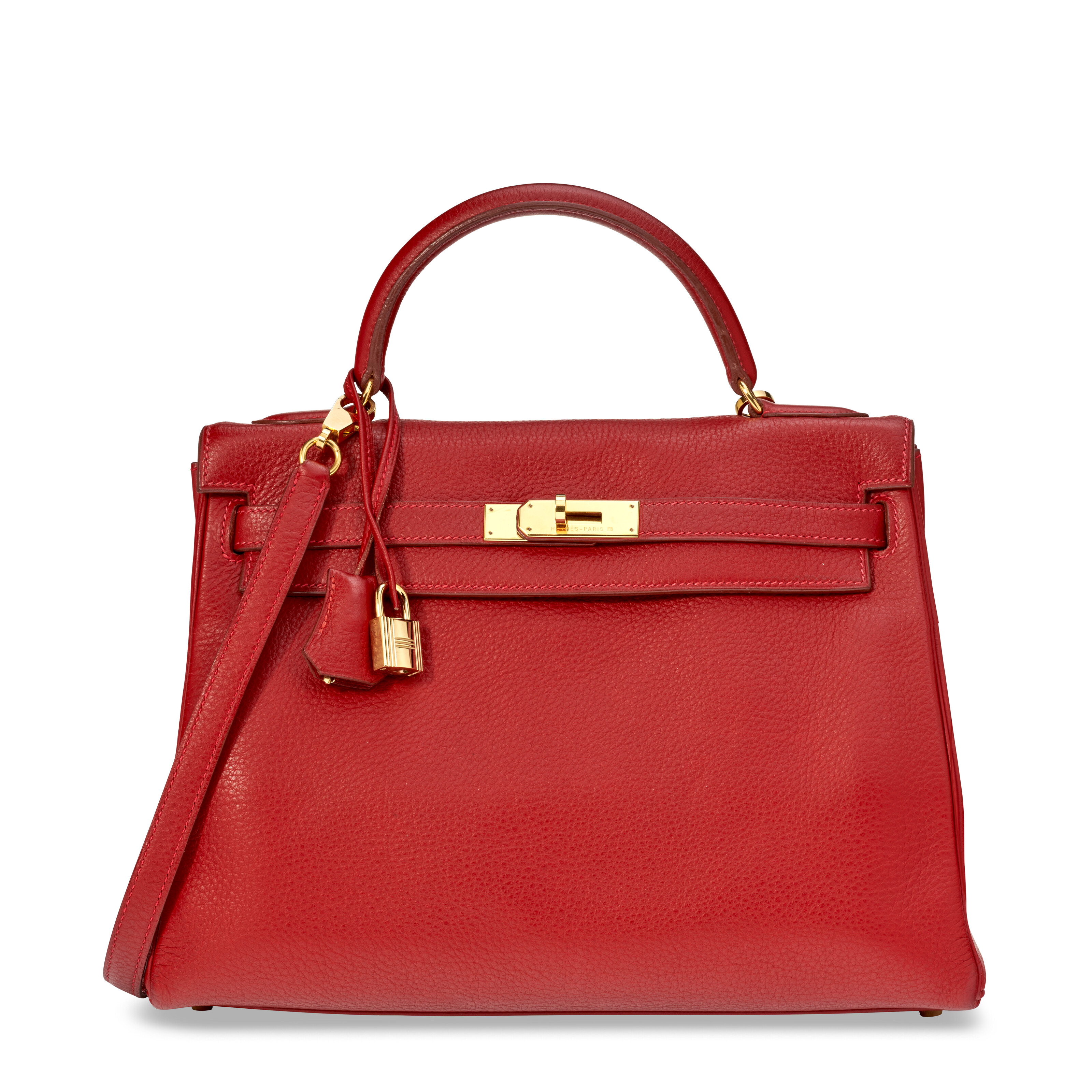 A ROUGE GARANCE CLEMENCE LEATHER RETOURNE KELLY 32 WITH GOLD HARDWARE HERMES 1999 Christie s