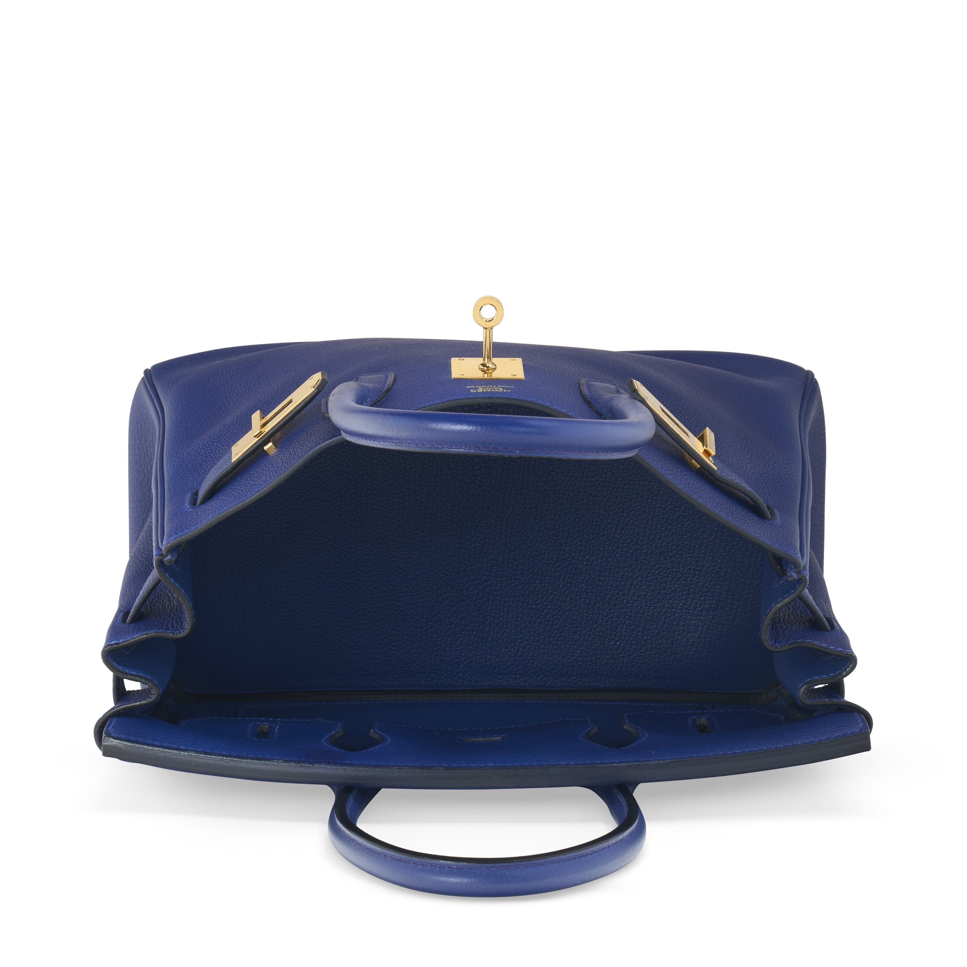 A BLEU ENCRE EVERCOLOR LEATHER BIRKIN 30 WITH GOLD HARDWARE