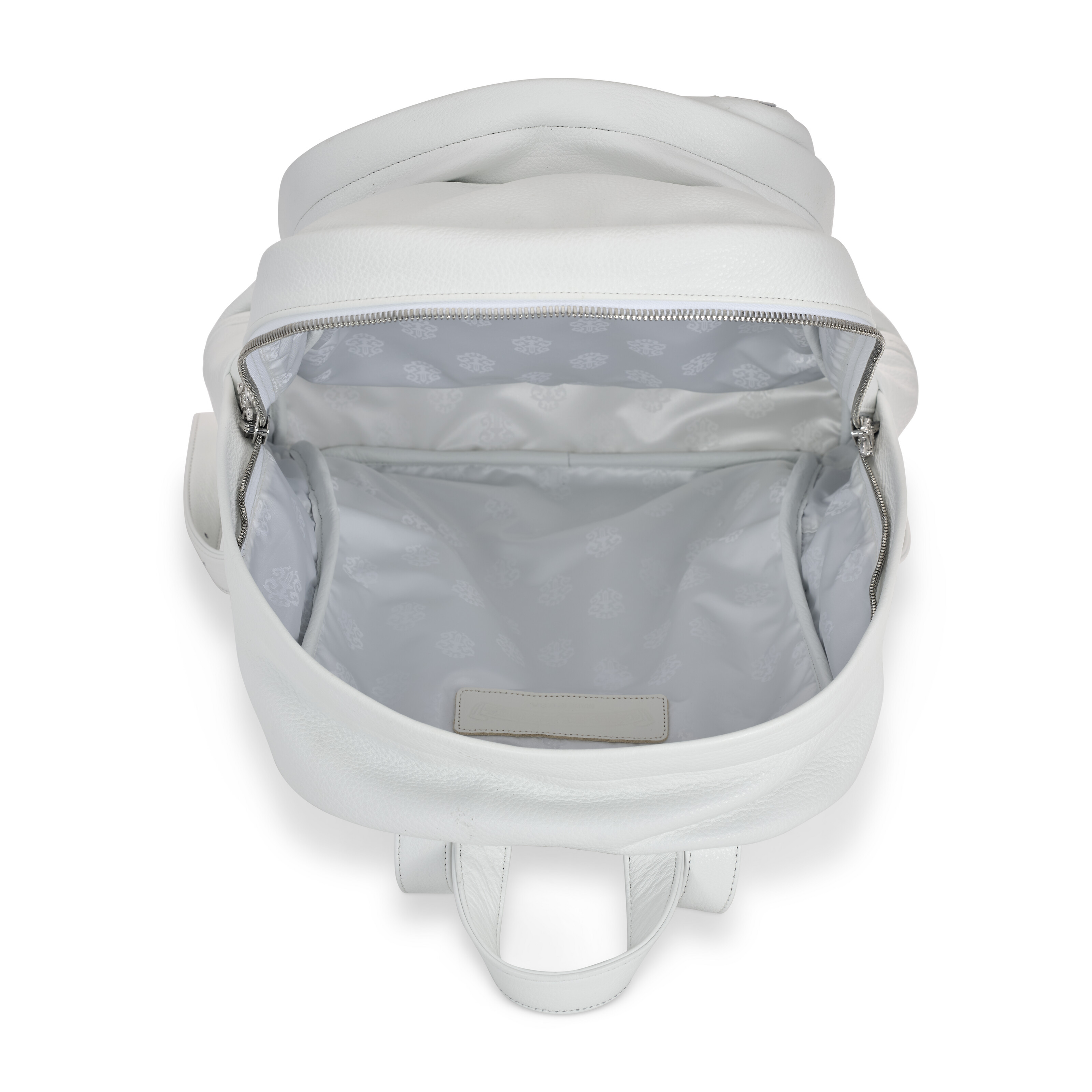 Christies Backpack A WHITE PEBBLED LEATHER CROSS PATCH BACKPACK WITH STERLING  main image 2