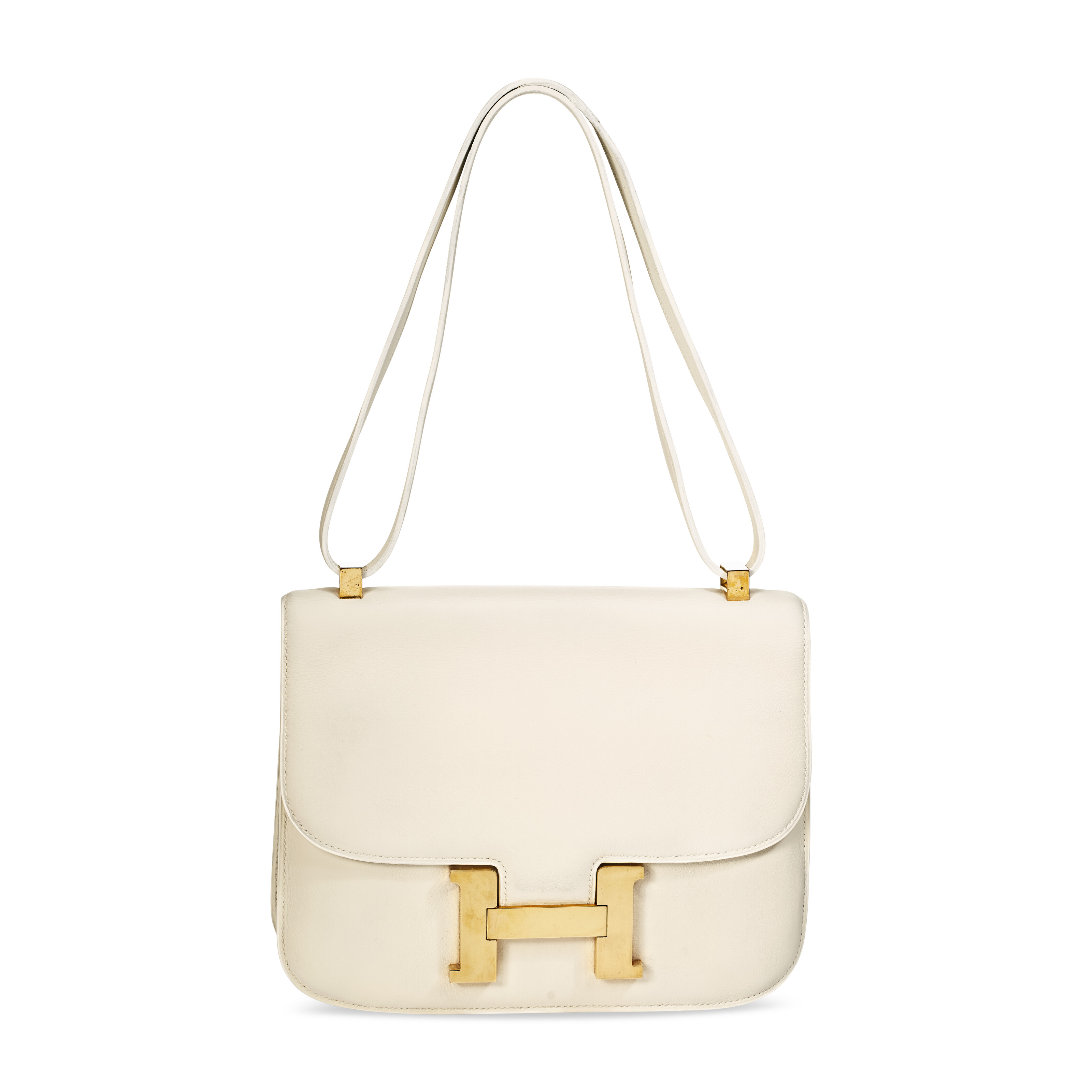 A WHITE EVERCALF LEATHER CONSTANCE 23 WITH GOLD HARDWARE, HERMÈS