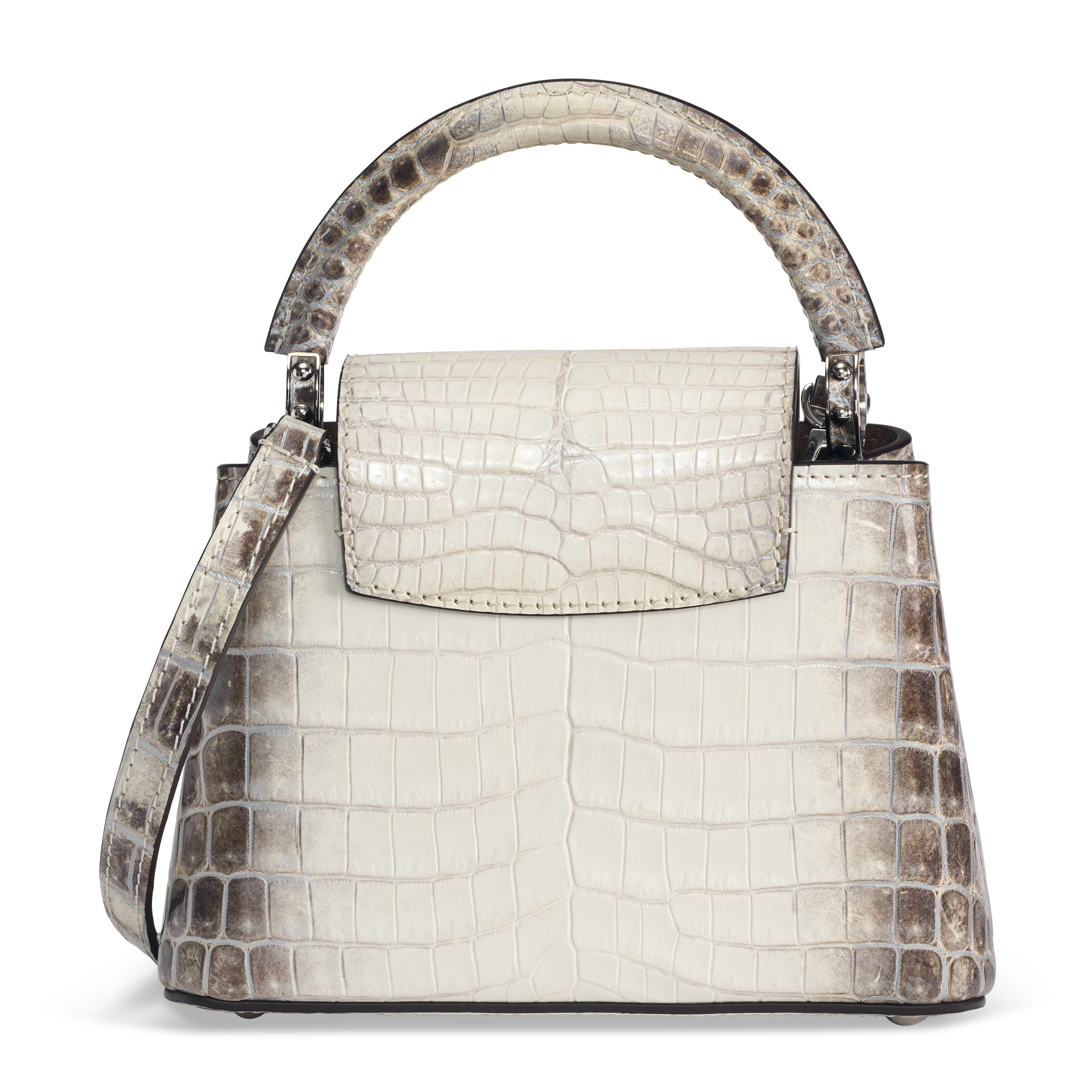 A SHINY WHITE SILVER HIMALAYA NILOTICUS CROCODILE MINI CAPUCINES - Main Image