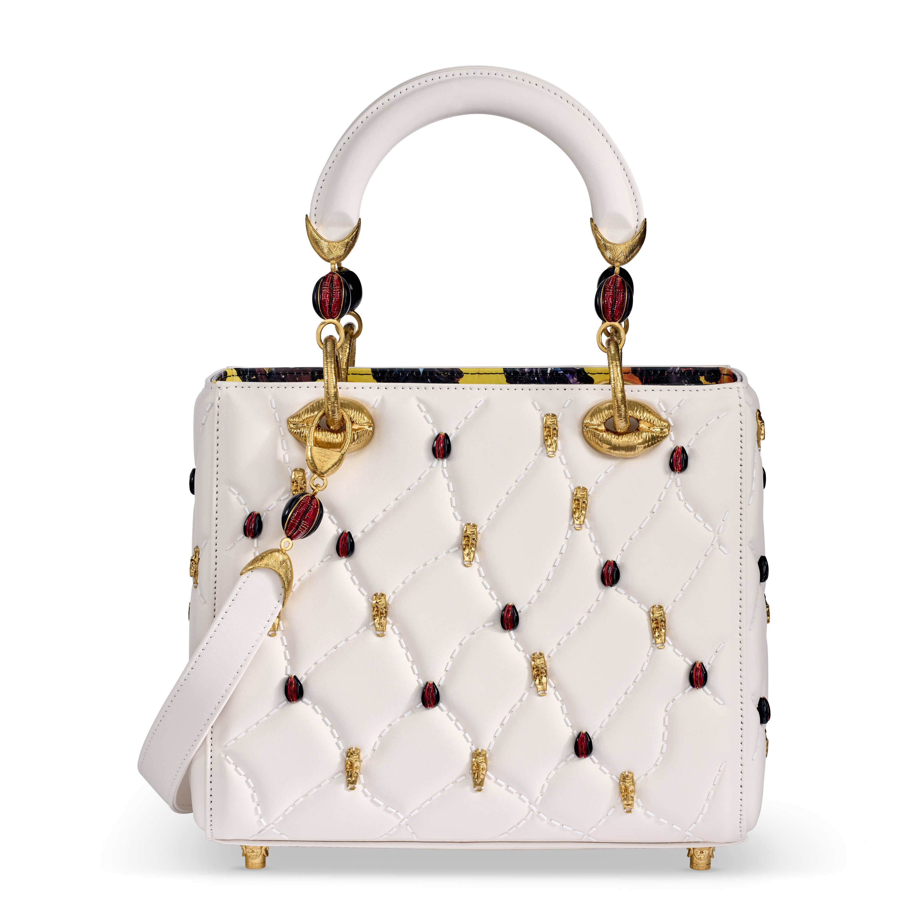 A LIMITED EDITION WHITE EMBROIDERED CALFSKIN LEATHER LADY