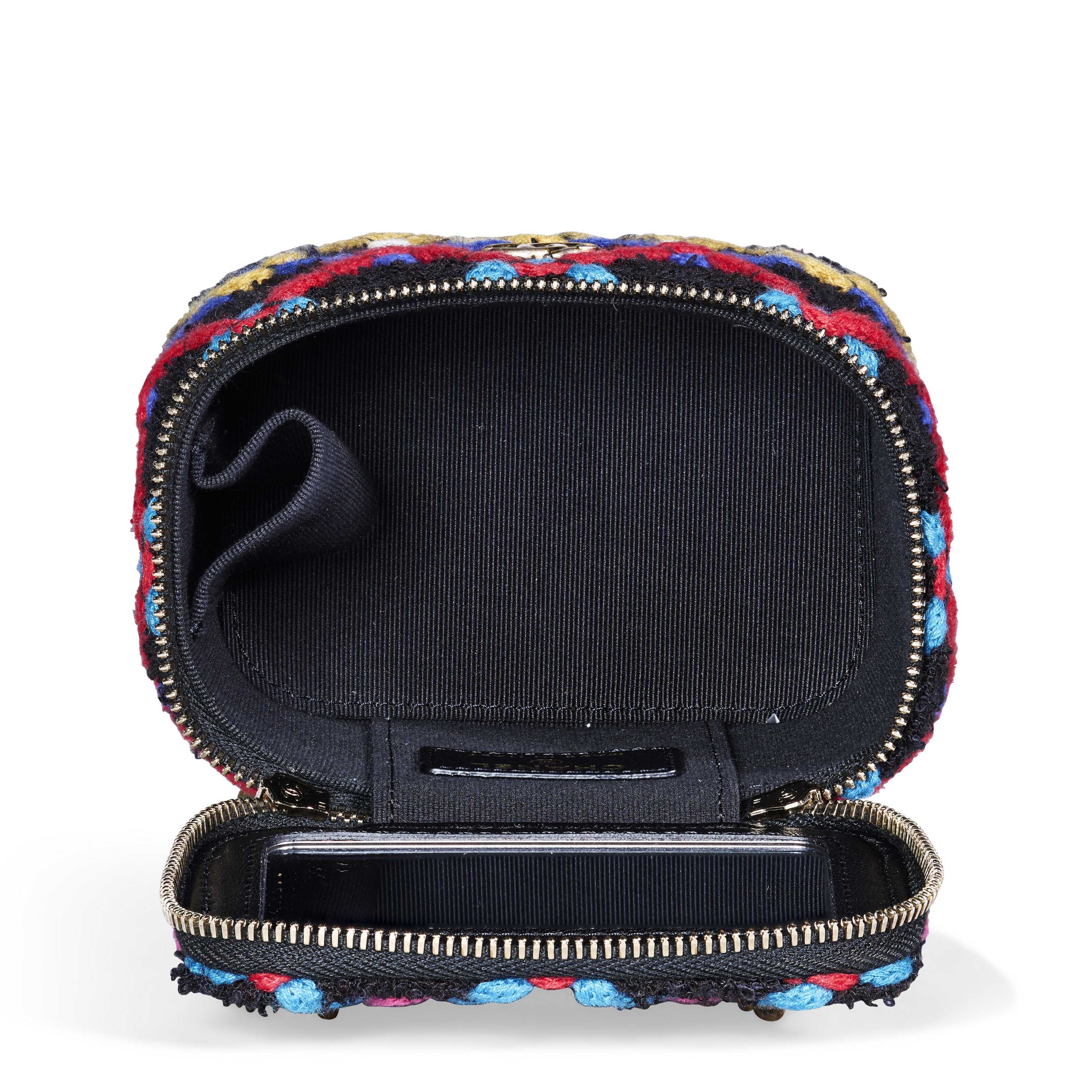 【未使用】herlipto Tweed Crystal Vanity Bag Tweed Chain Vanity Bag