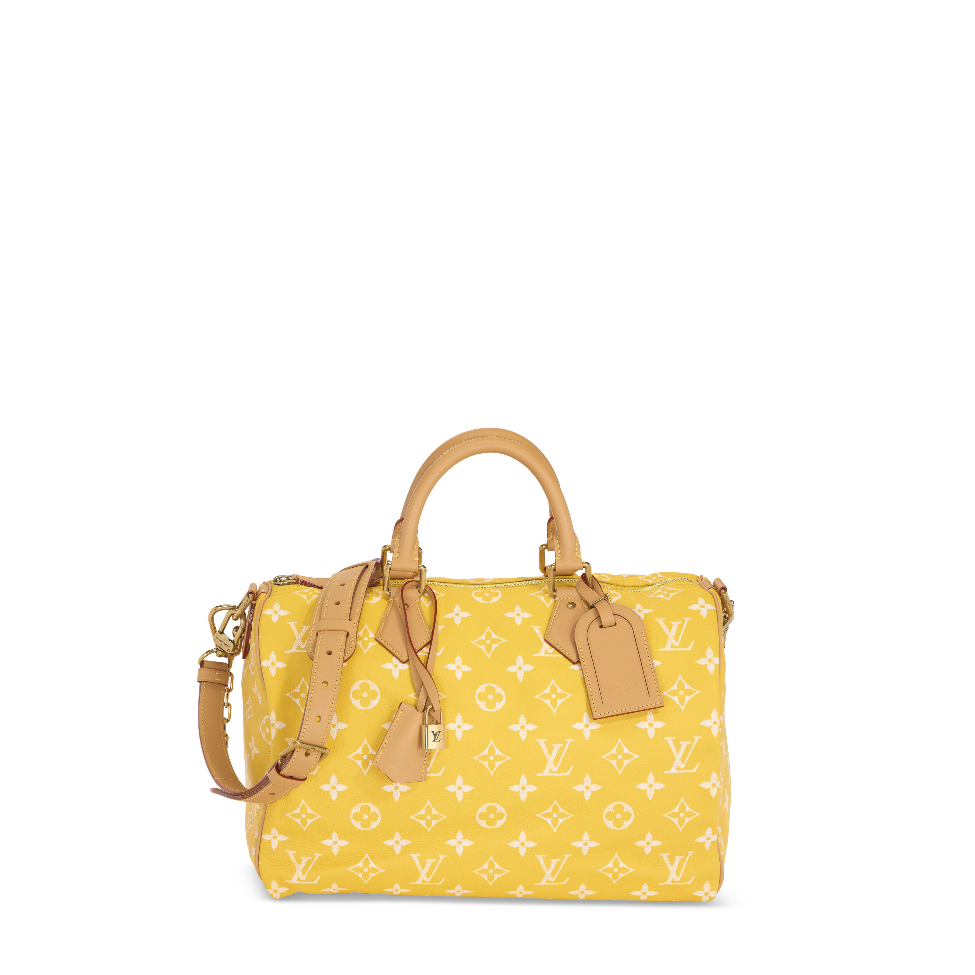 A LIMITED EDITION JAUNE MAT MONOGRAM & NATURAL LEATHER BANDOULIÈRE