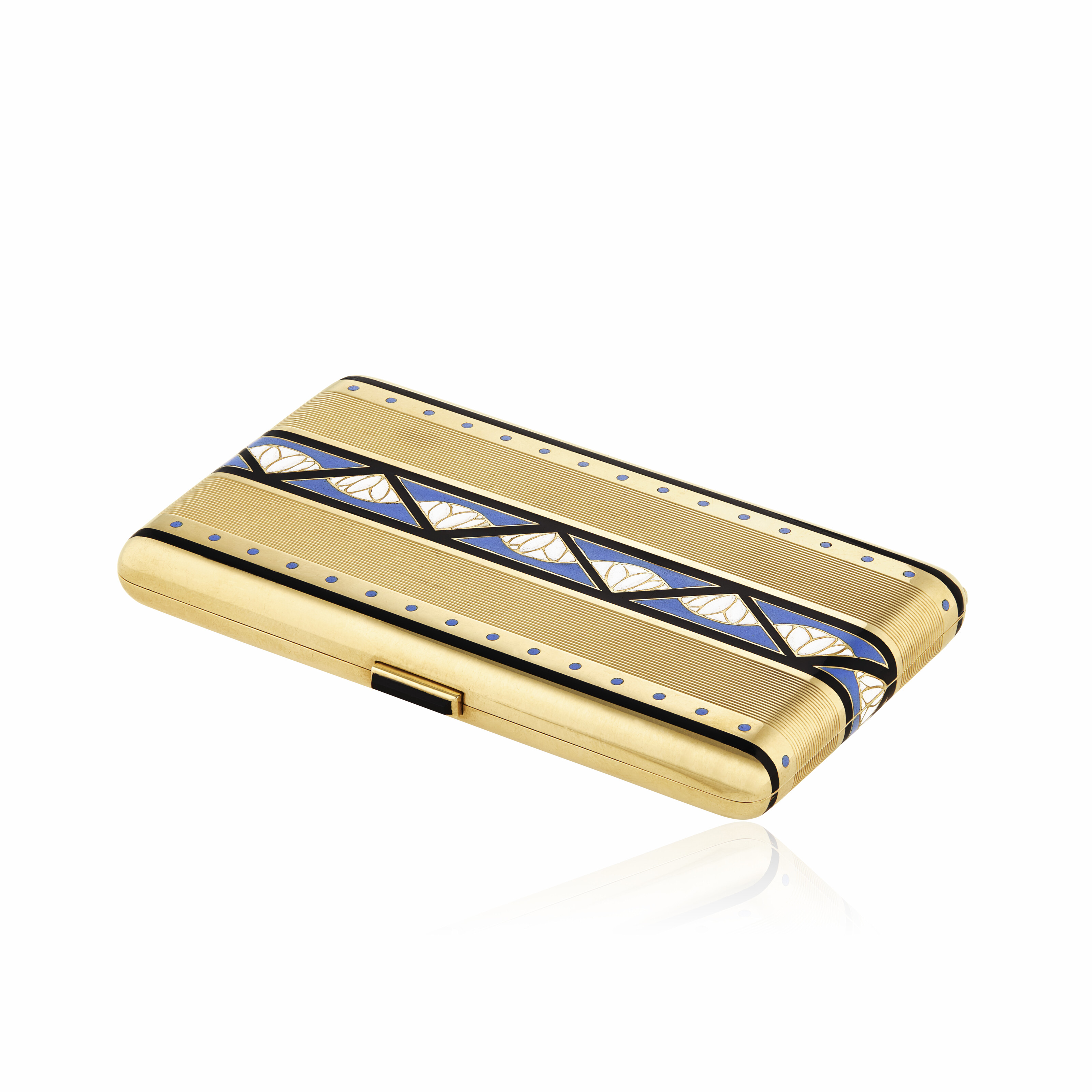 boucheron cigarette case BOUCHERON ART DECO ENAMEL, ONYX AND GOLD CIGARETTE CASE,