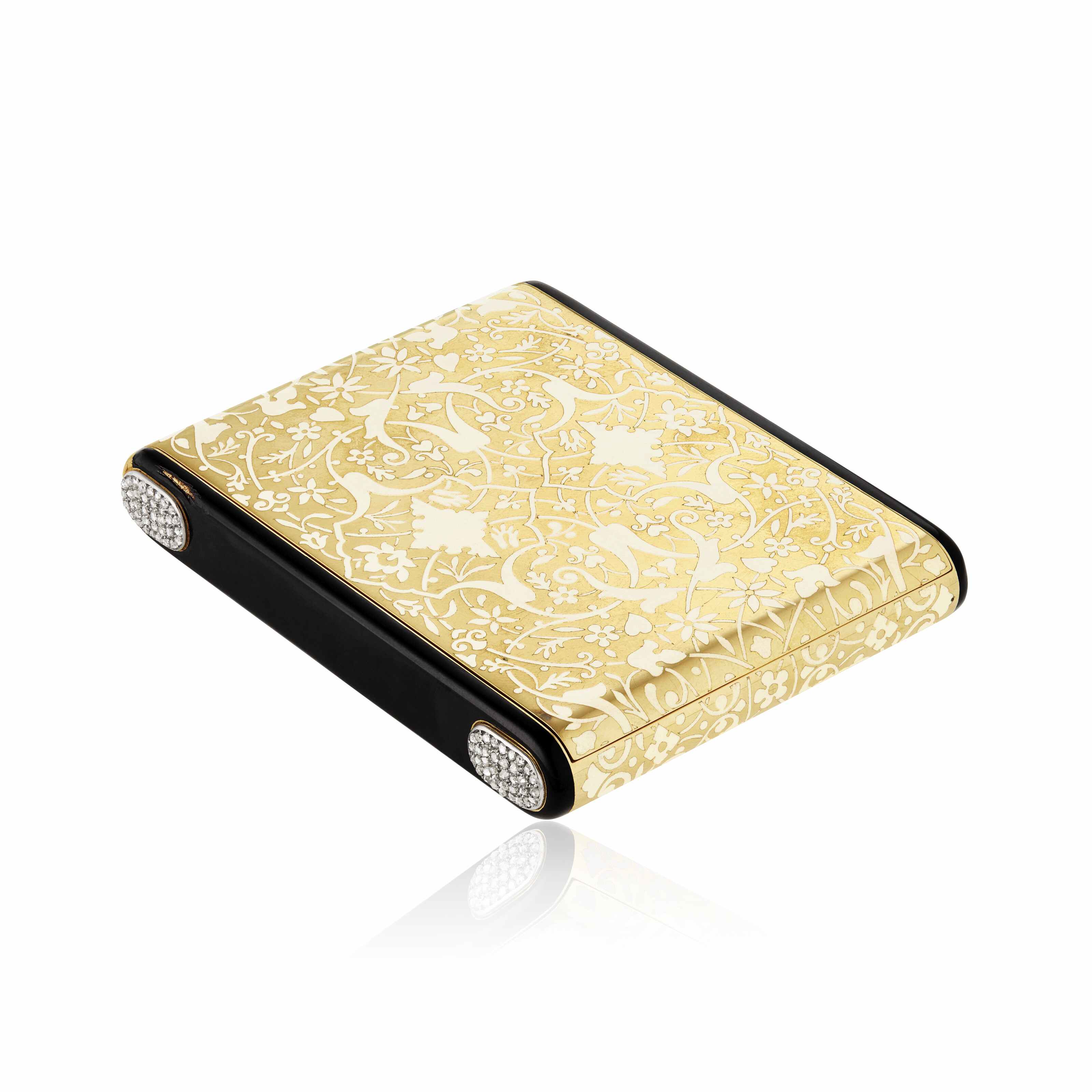 BOUCHERON ART DECO ENAMEL, ONYX AND GOLD CIGARETTE CASE,