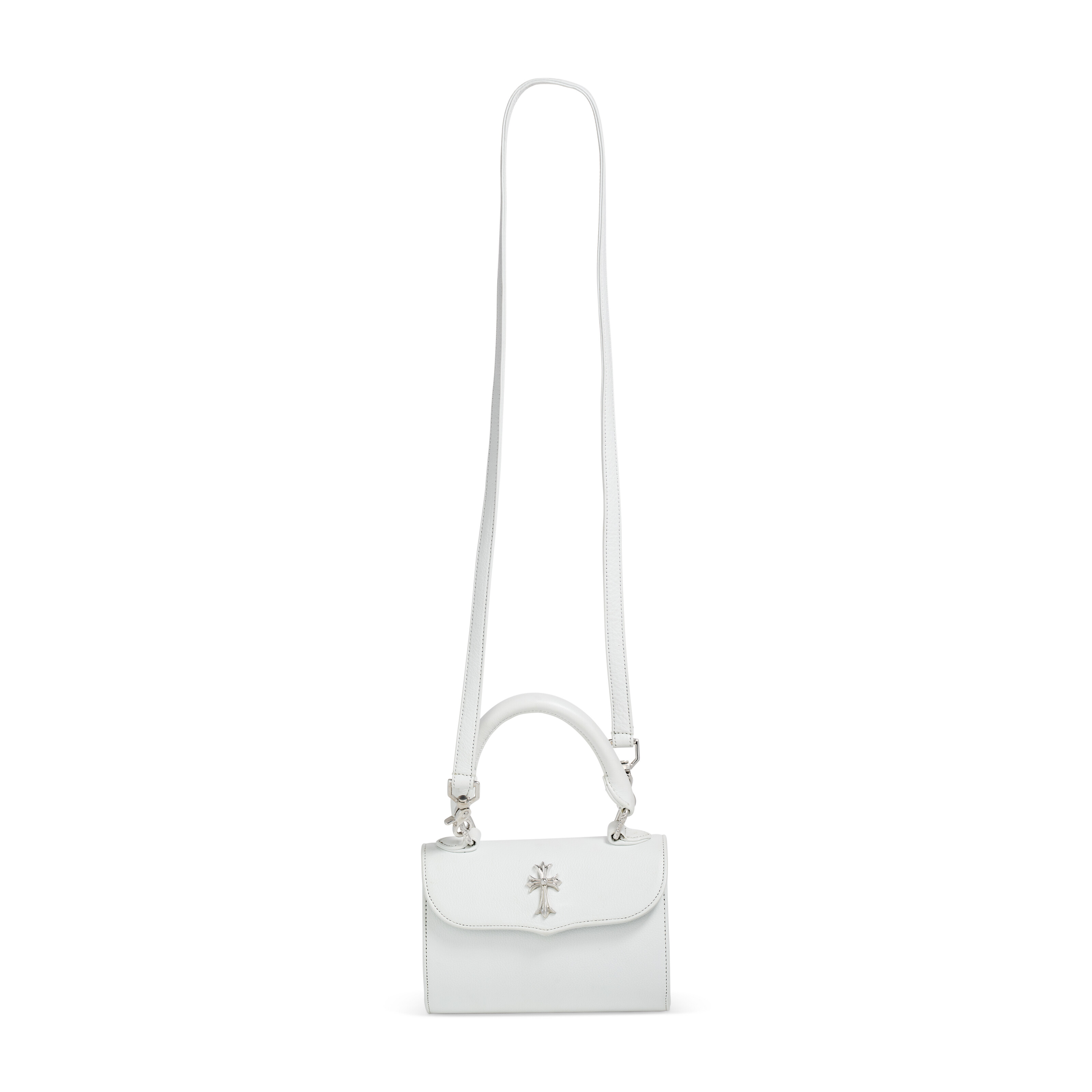A WHITE LEATHER MINI DOC ADAMS BAG WITH STERLING SILVER HARDWARE