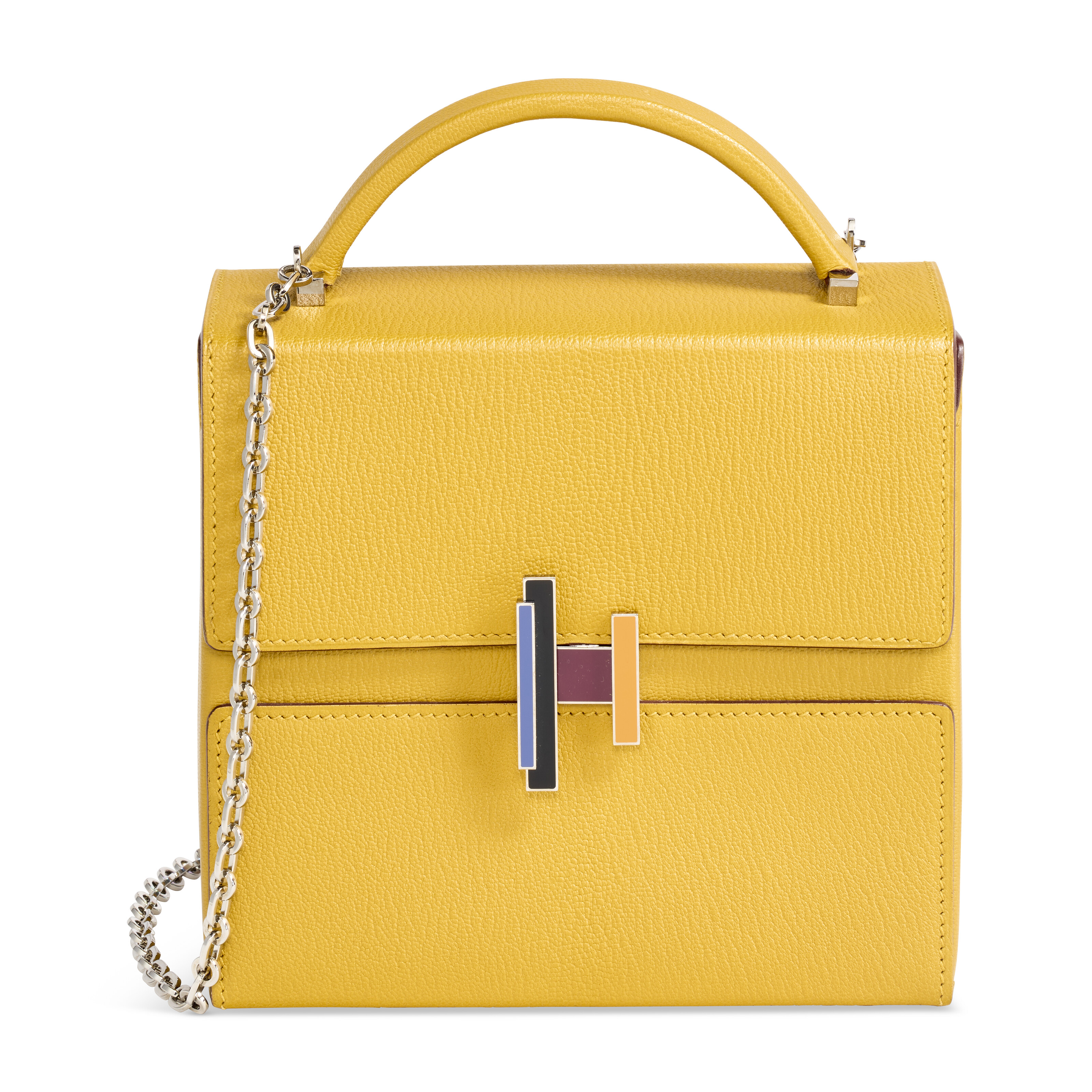 A MOUTARD CHEVRE LEATHER CINHETIC WITH ENAMEL PALLADIUM HARDWARE HERMES 2018 Christie s