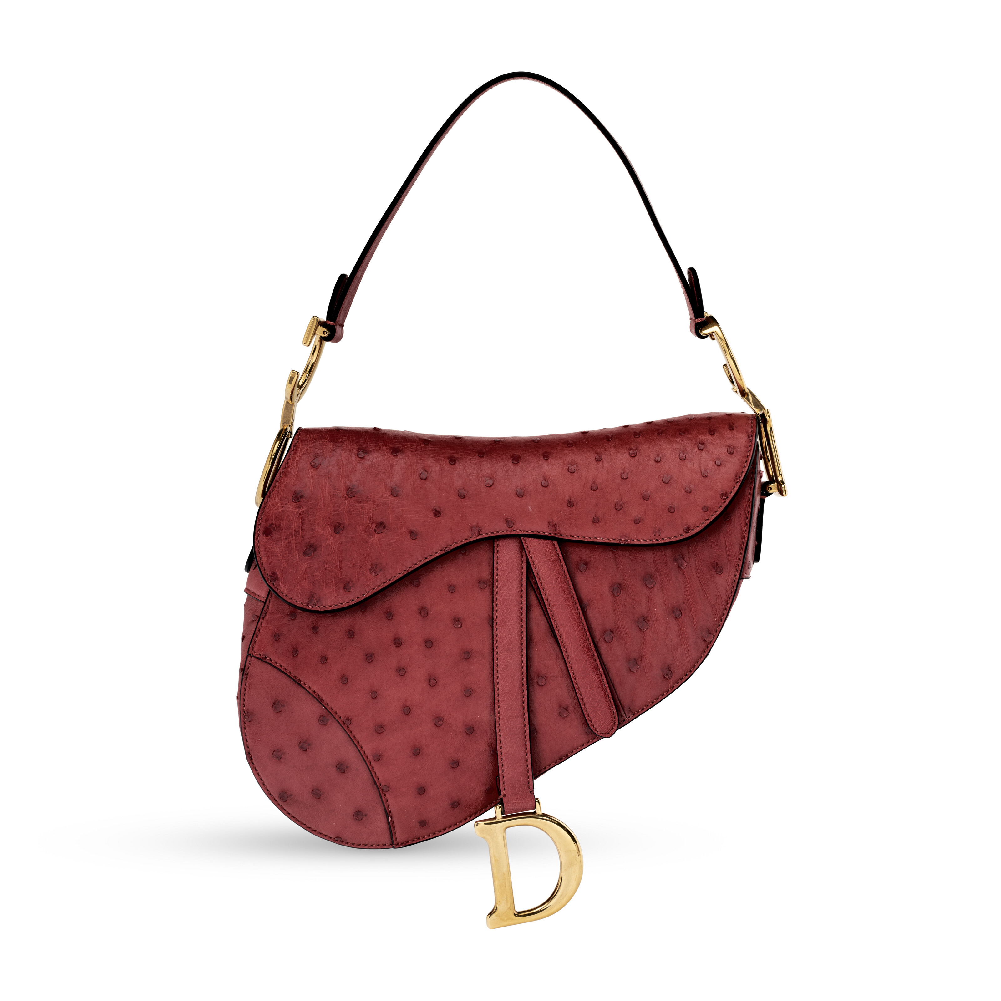 A RED OSTRICH SADDLE BAG WITH GOLD HARDWARE DIOR 2019 Christie s