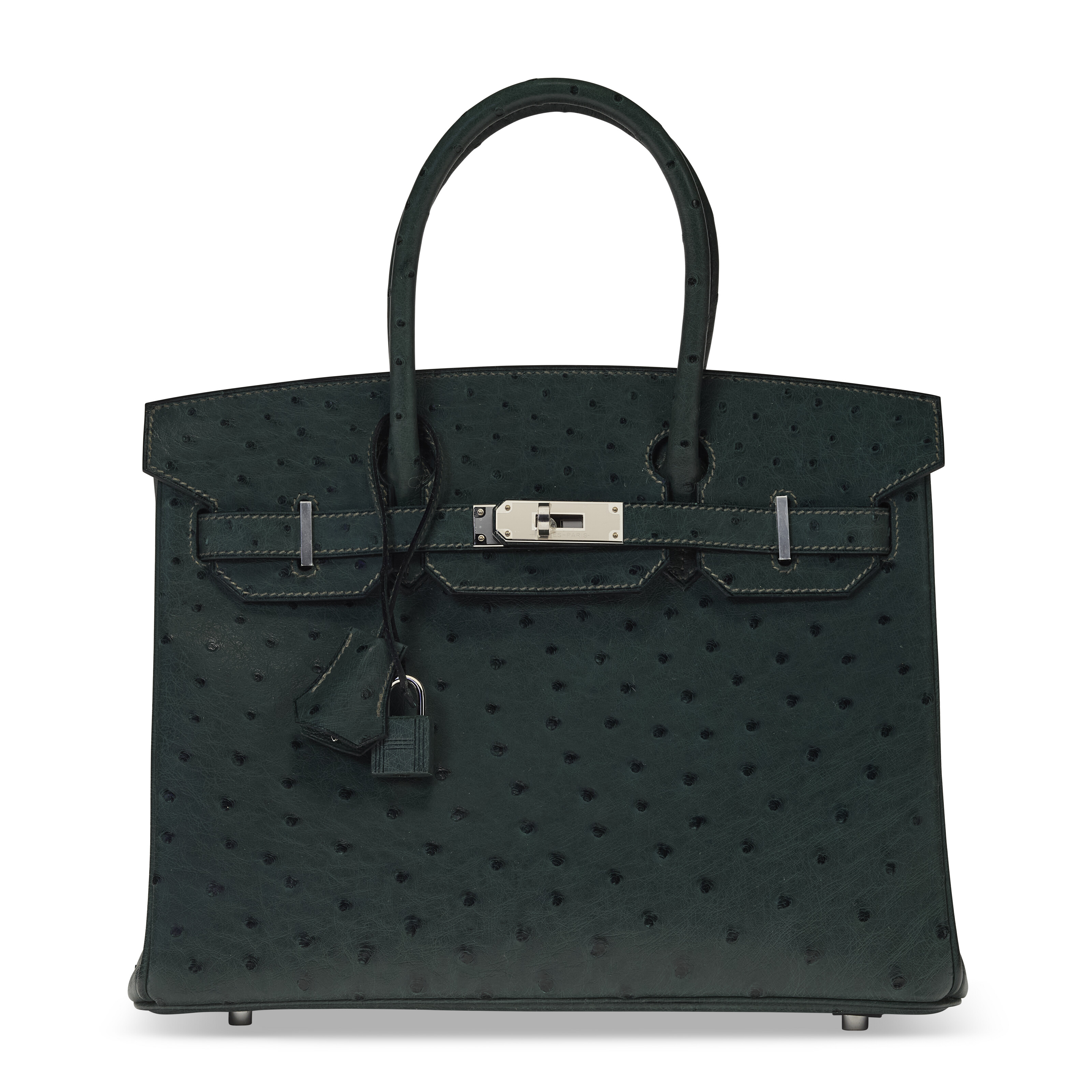 A VERT FONCE OSTRICH BIRKIN 30 WITH PALLADIUM HARDWARE HERMES 2020 Christie s