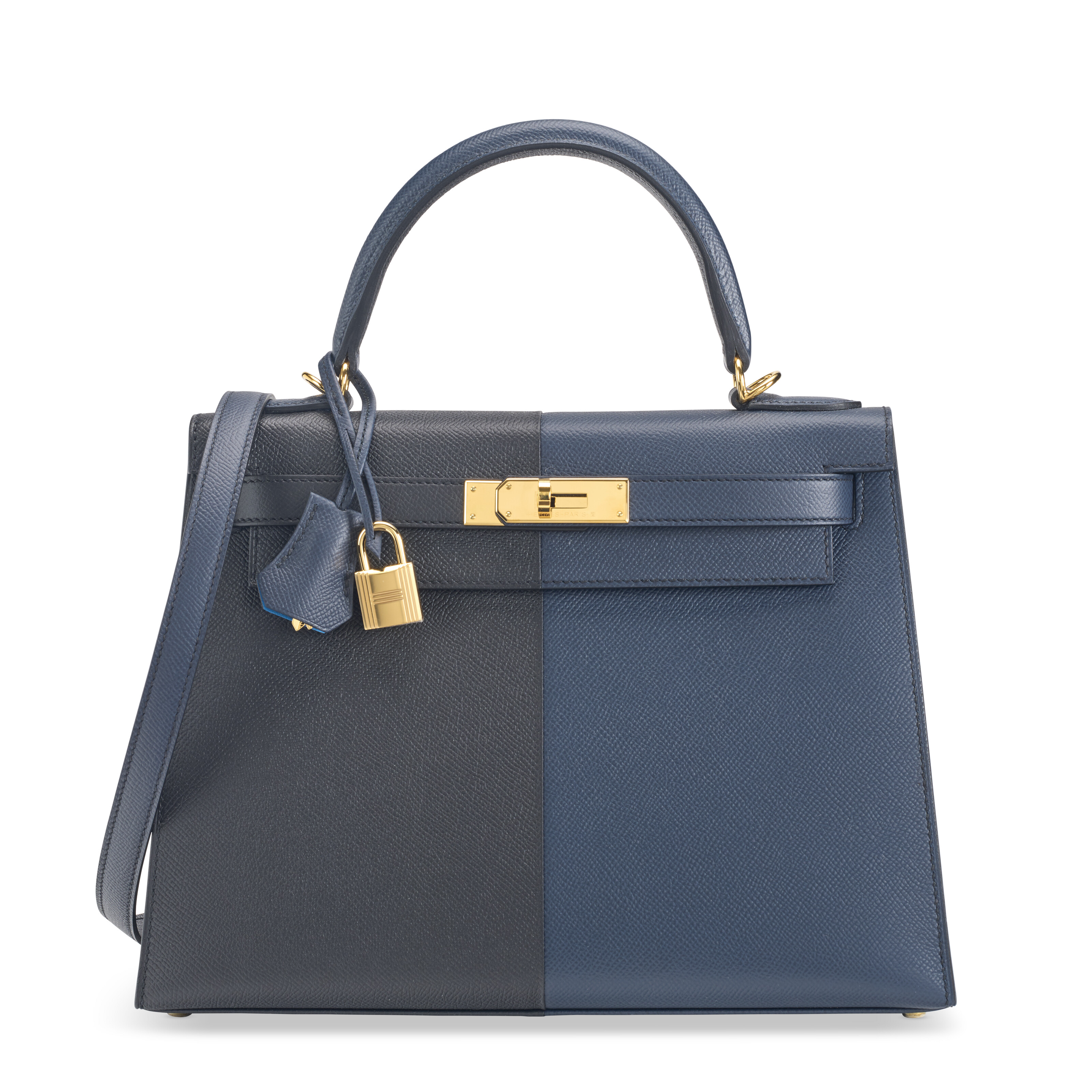 A BLEU NUIT TOGO LEATHER TRAVEL KELLY 50 WITH PALLADIUM HARDWARE