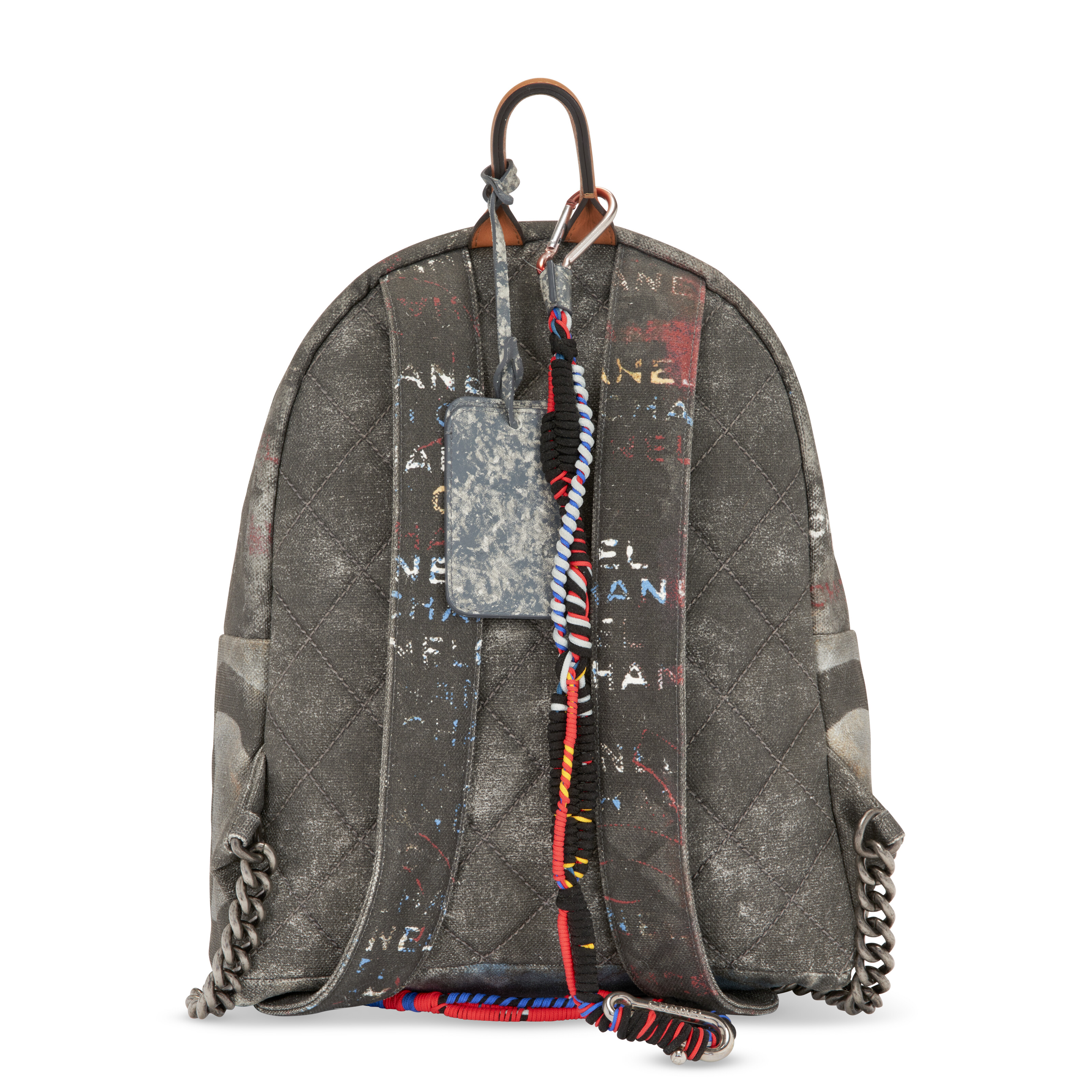 A RARE, RUNWAY, GREY & MULTICOLOR PRINTED CANVAS GRAFFITI 