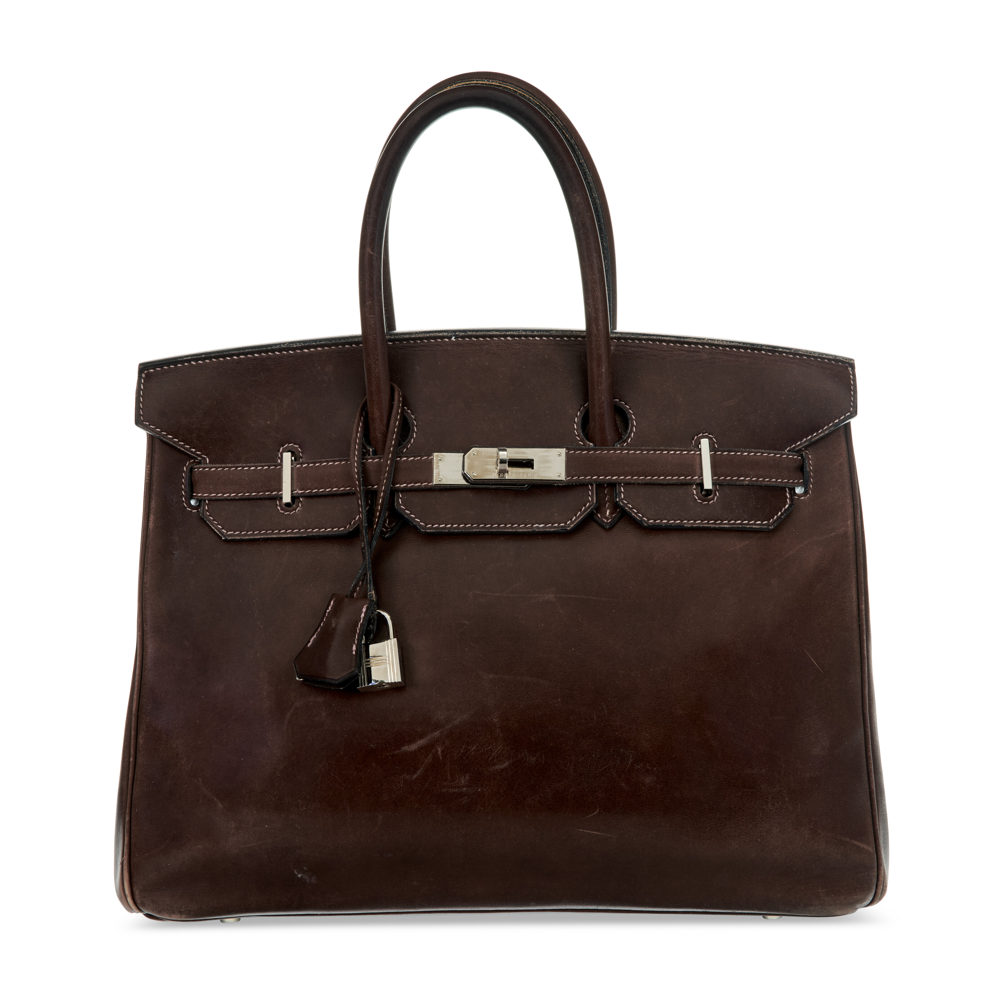 AN ÉBÈNE EVERCALF LEATHER BIRKIN 35 WITH PALLADIUM HARDWARE