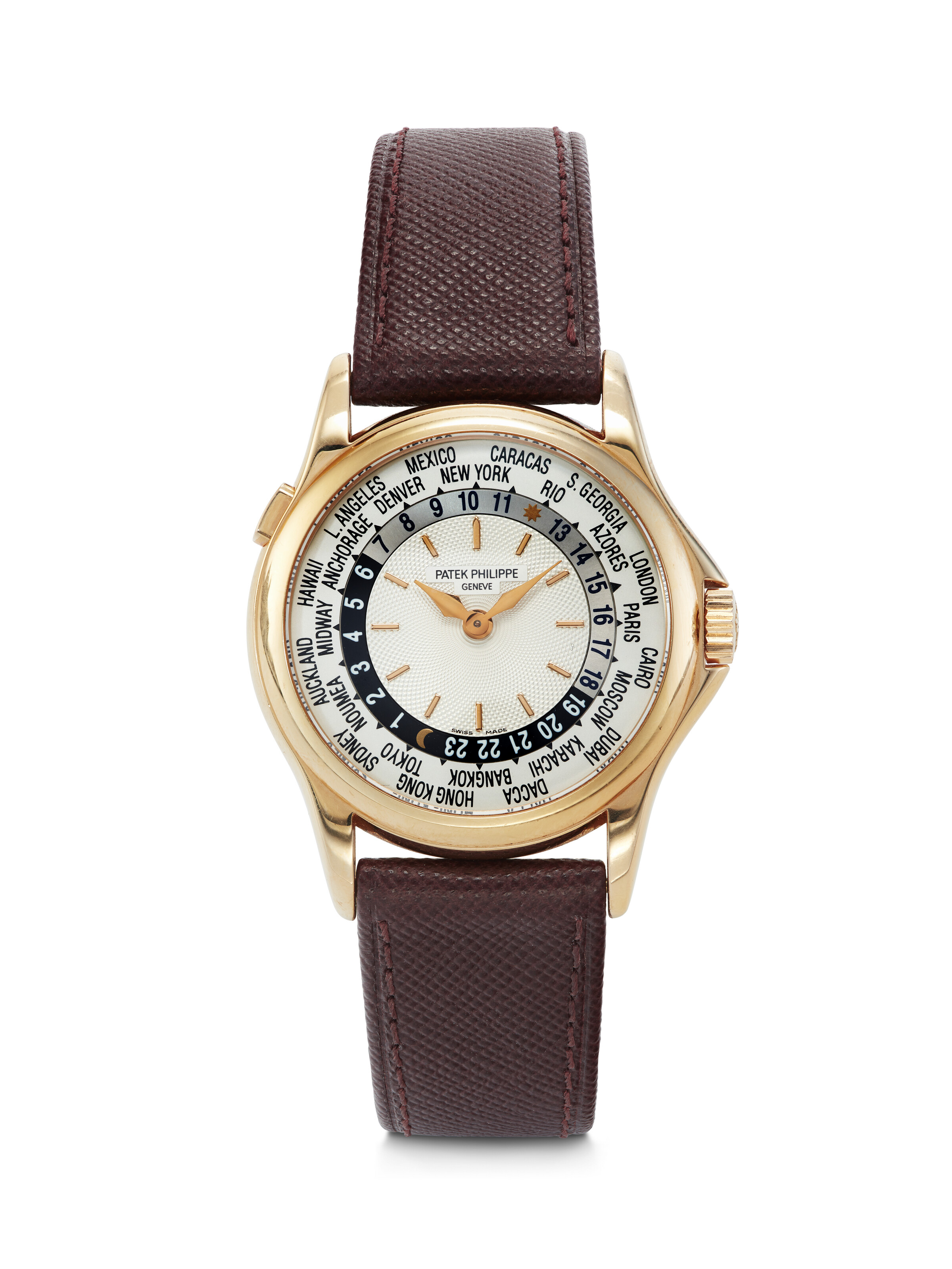 PATEK PHILIPPE VERY ATTRACTIVE PINK GOLD WORLD TIME WRISTWATCH REF. 5110R 001 Christie s