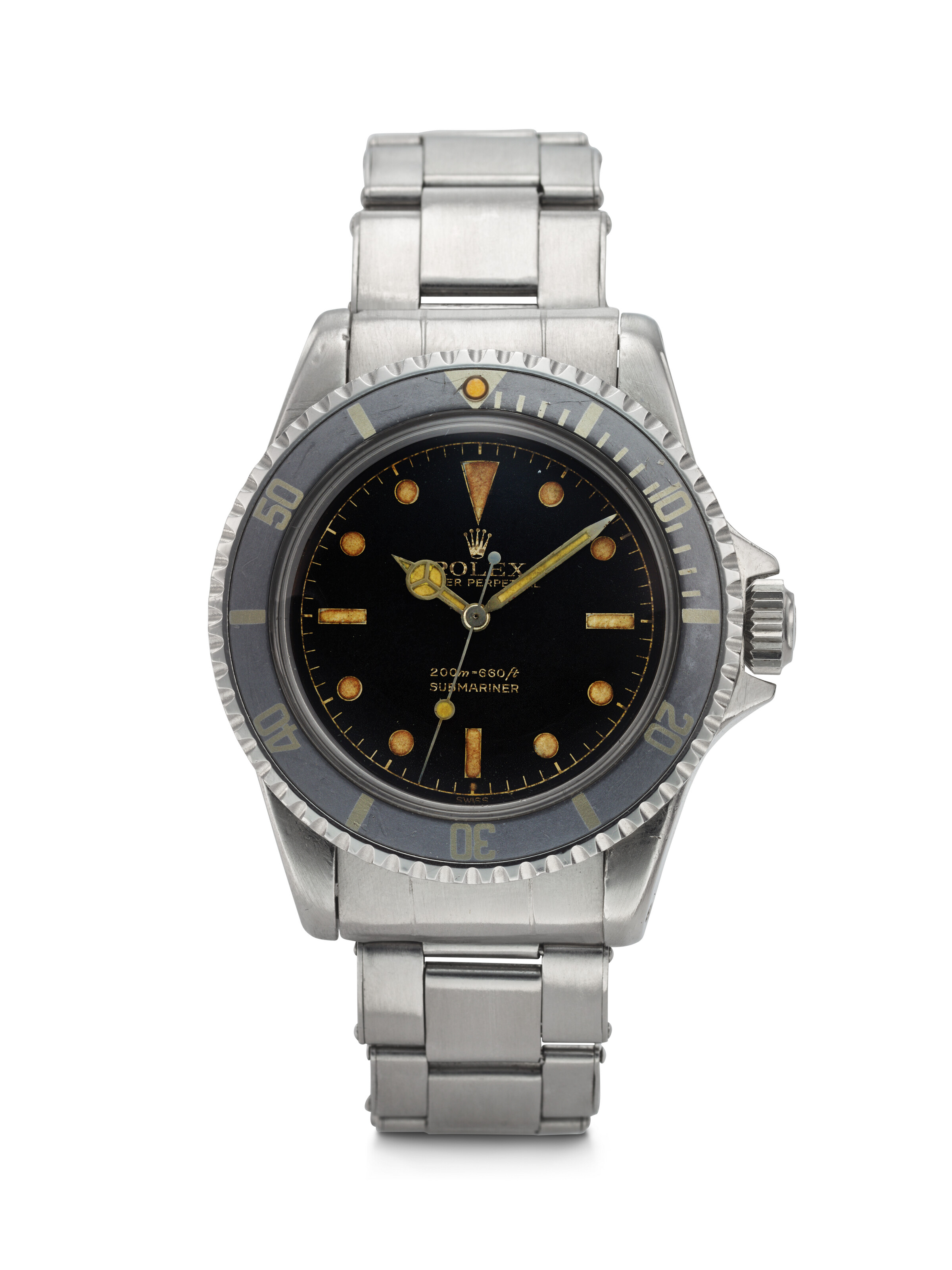 ROLEX, STAINLESS STEEL 'SUBMARINER' WITH GILT 'EXCLAMATION' DIAL