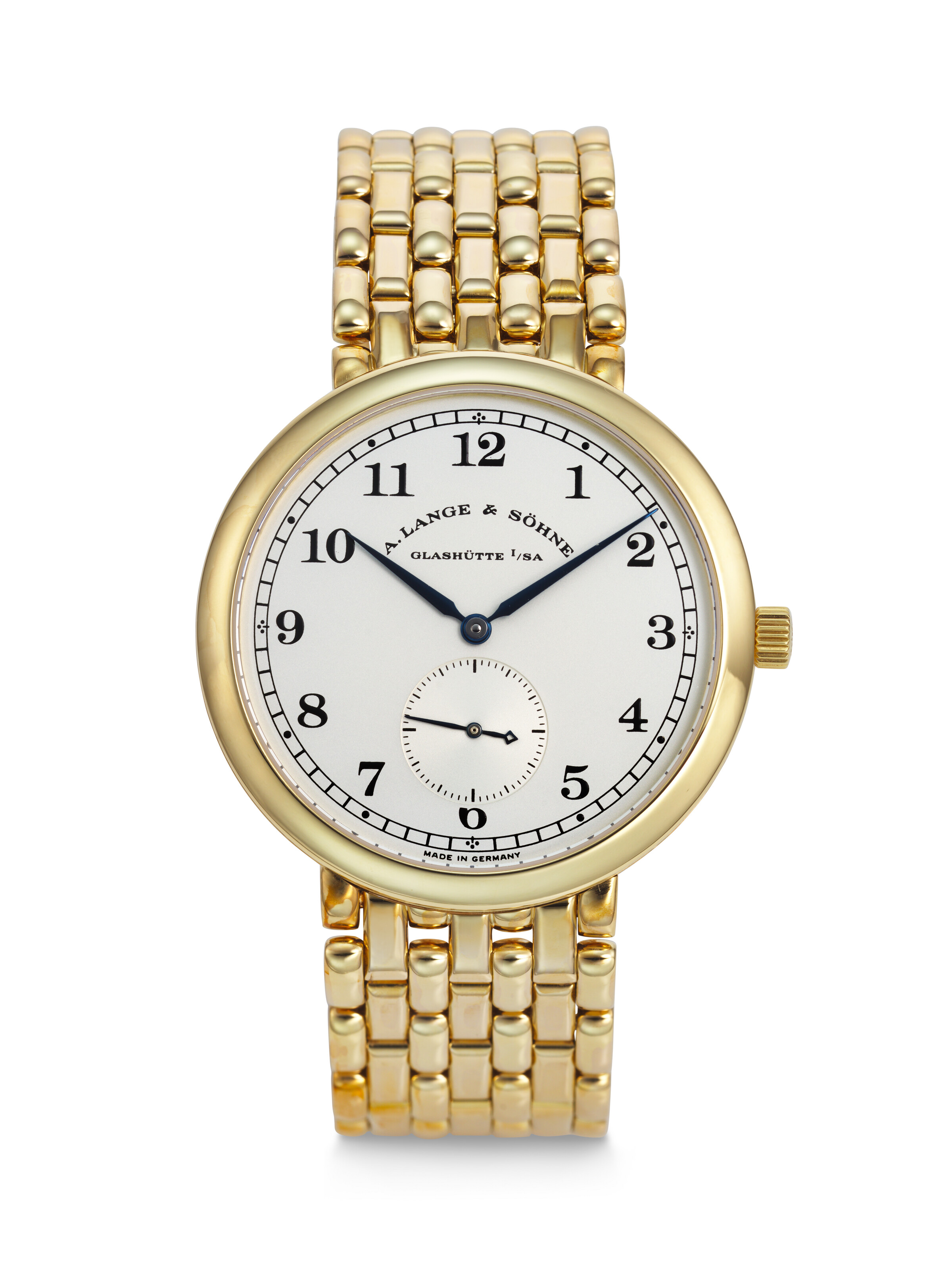 LANGE SÖHNE, HIGHLY RARE YELLOW GOLD '1815' WITH INTEGRATED