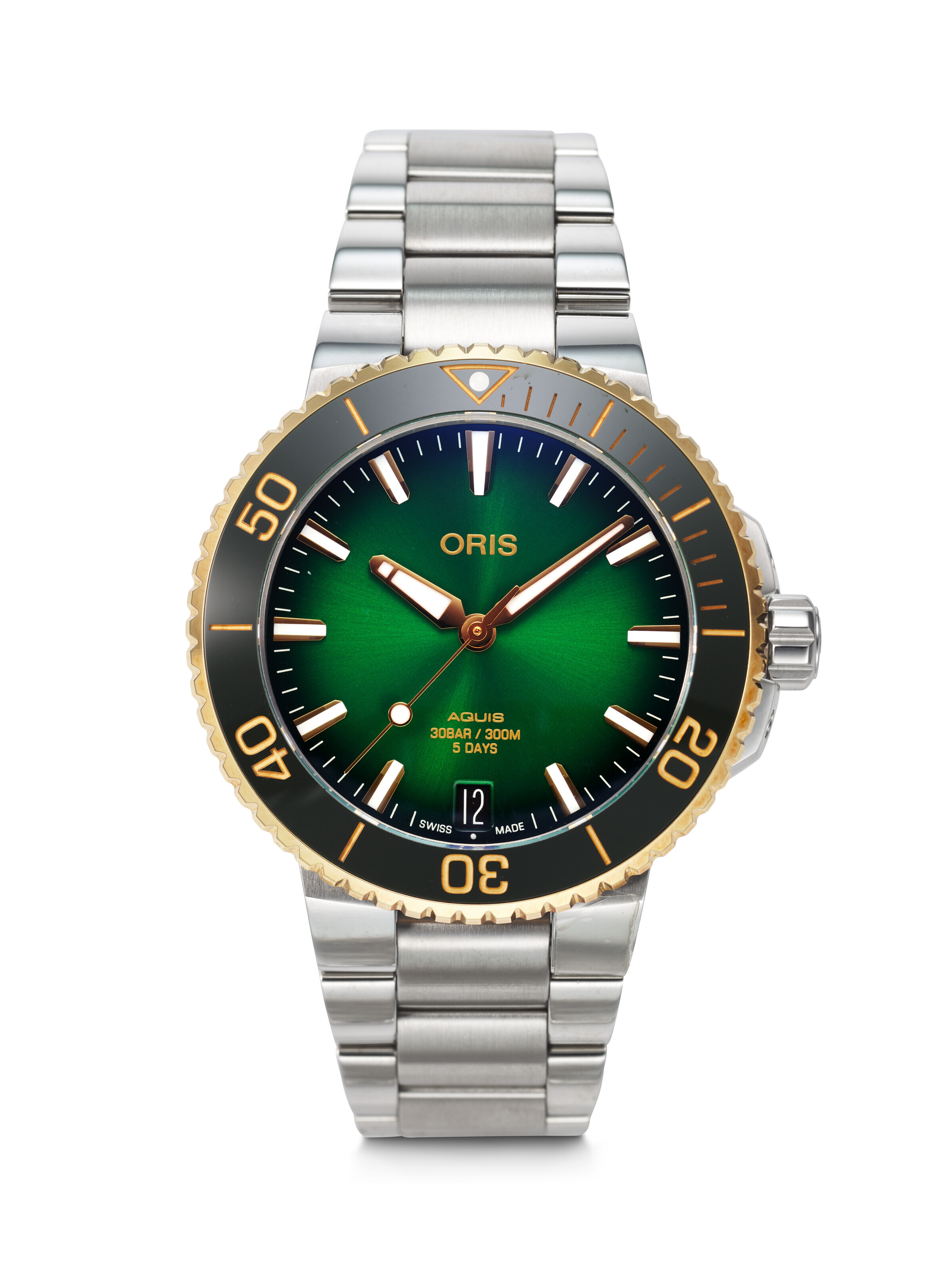 ORIS STAINLESS STEEL AND YELLOW GOLD AQUIS WITH DATE REF. 01400776963570782209PEB