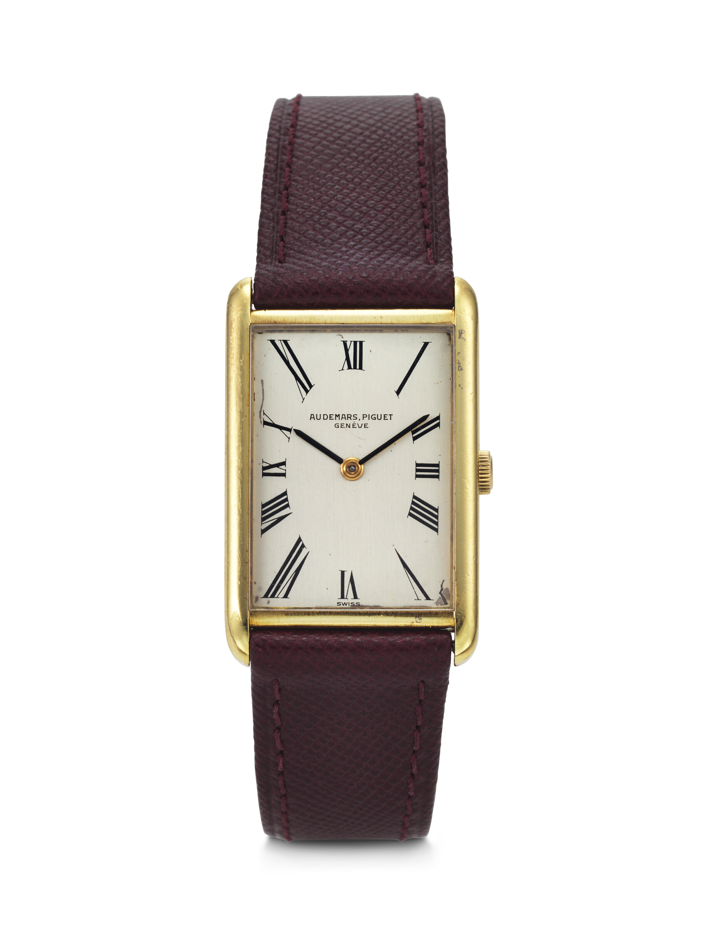 AUDEMARS PIGUET, YELLOW GOLD RECTANGULAR-SHAPED WRISTWATCH WITH ...