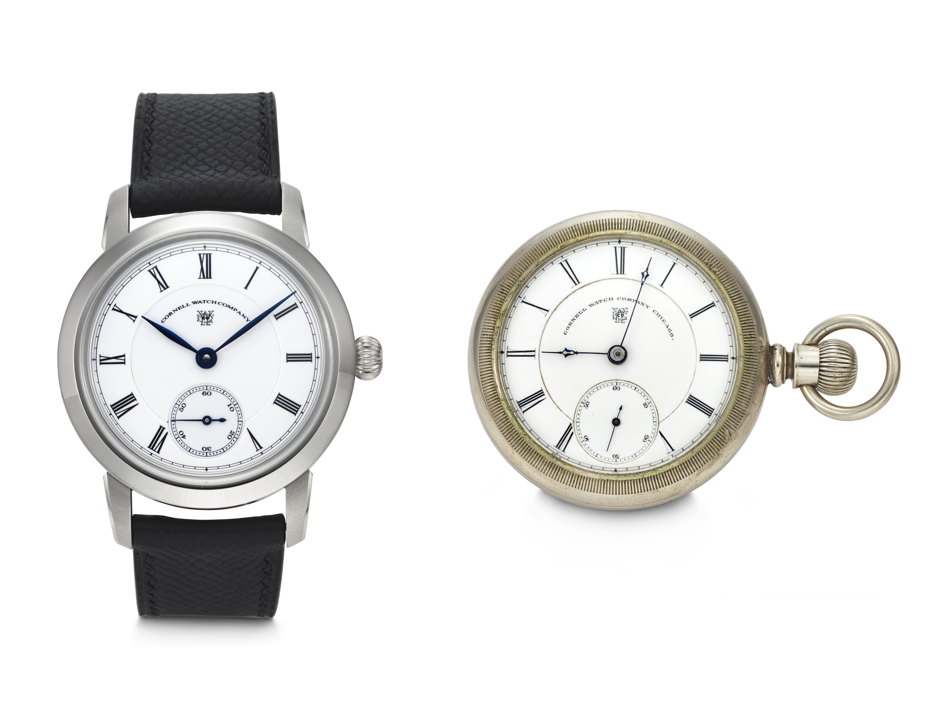 CORNELL WATCH COMPANY IN PARTNERSHIP WITH ROLAND G. MURPHY UNIQUE WRISTWATCH WITH GRAND FEU ENAMEL AND MICRO ROTOR MOVEMENT AND OPEN FACE WATCH
