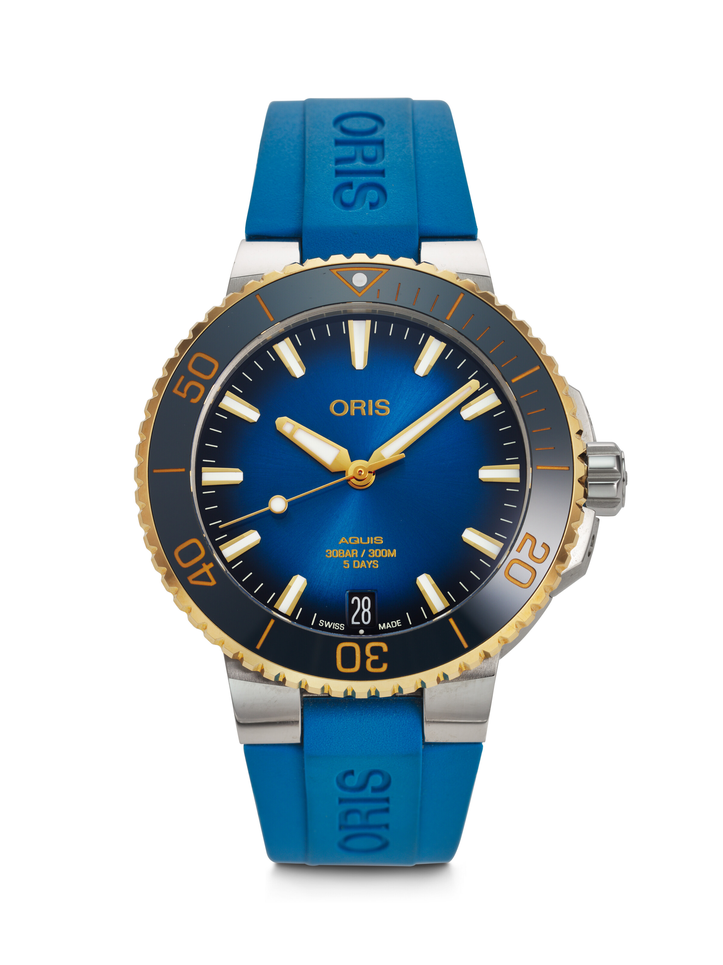 ORIS STAINLESS STEEL AND YELLOW GOLD AQUIS DATE CALIBRE 400 REF. 01 400 7769 6355 07 4 22 75FC
