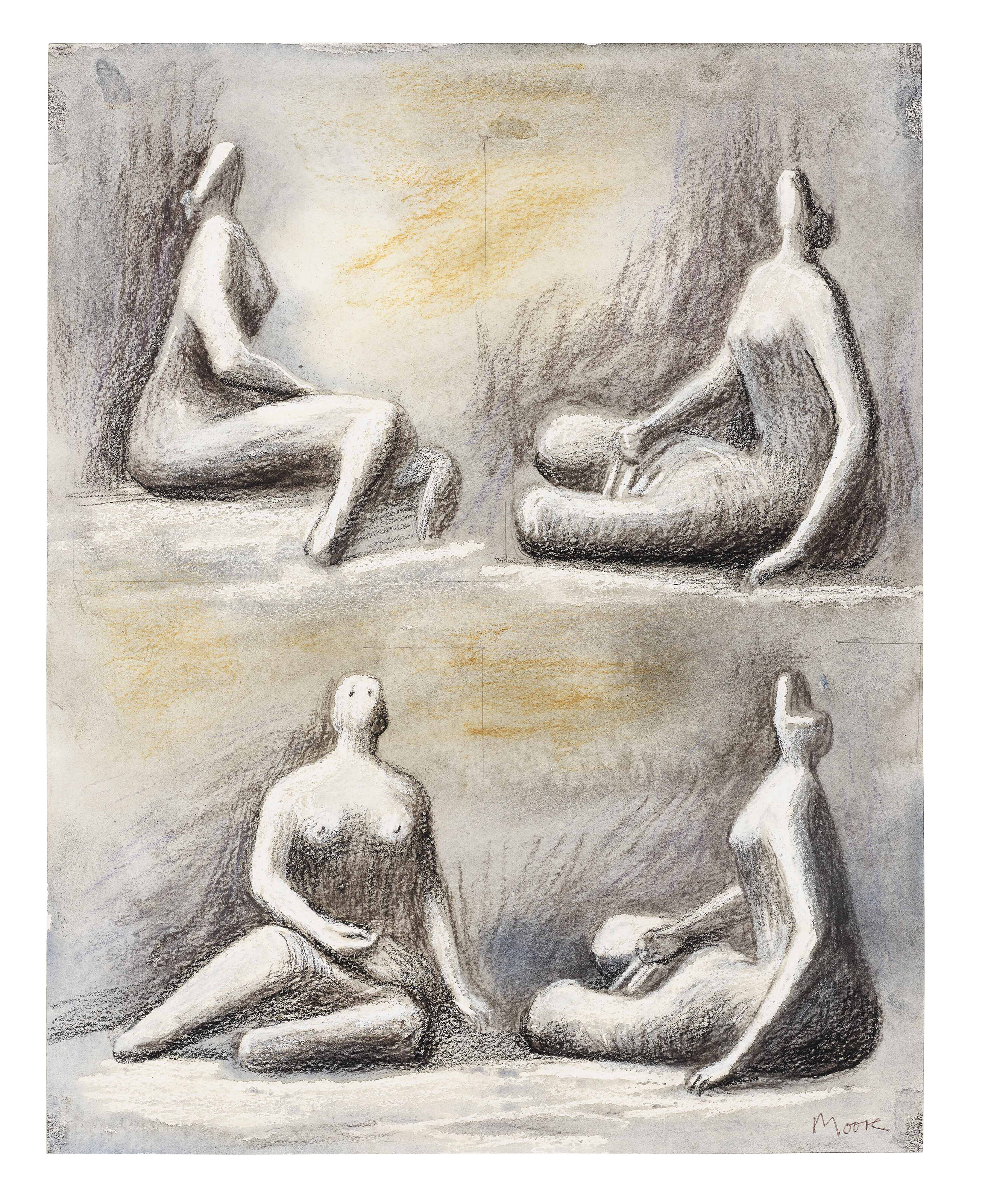 Drawing for Seated Sculpture: Four Views