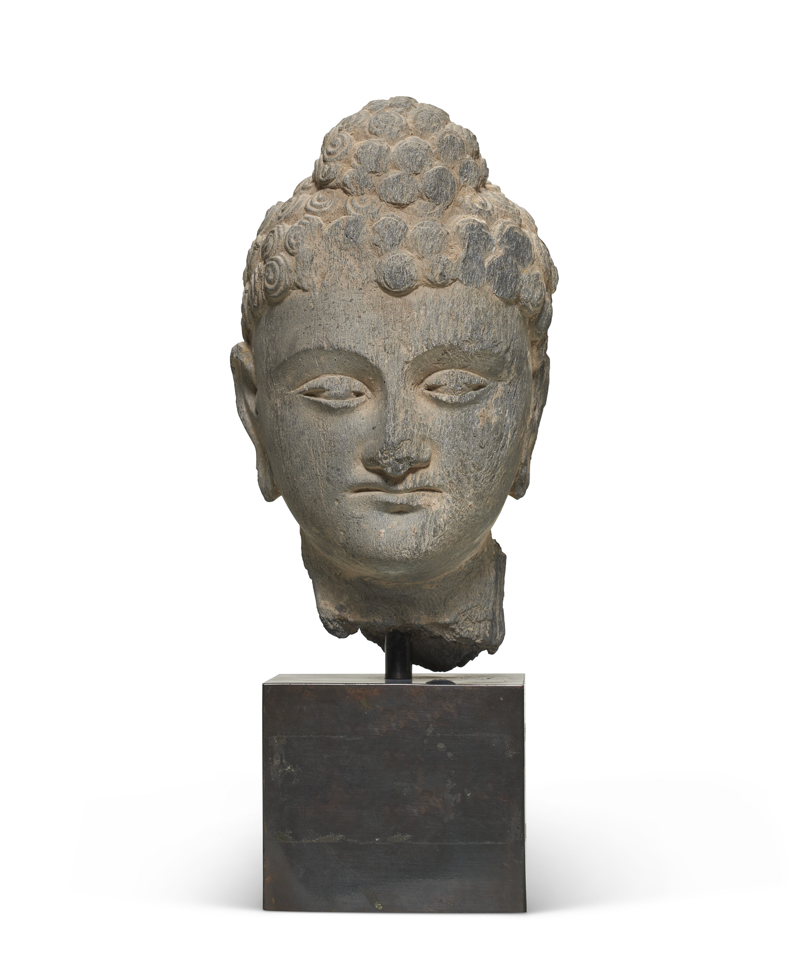 【gandhara】 A gray schist seated figure of Buddha, Ancient region of