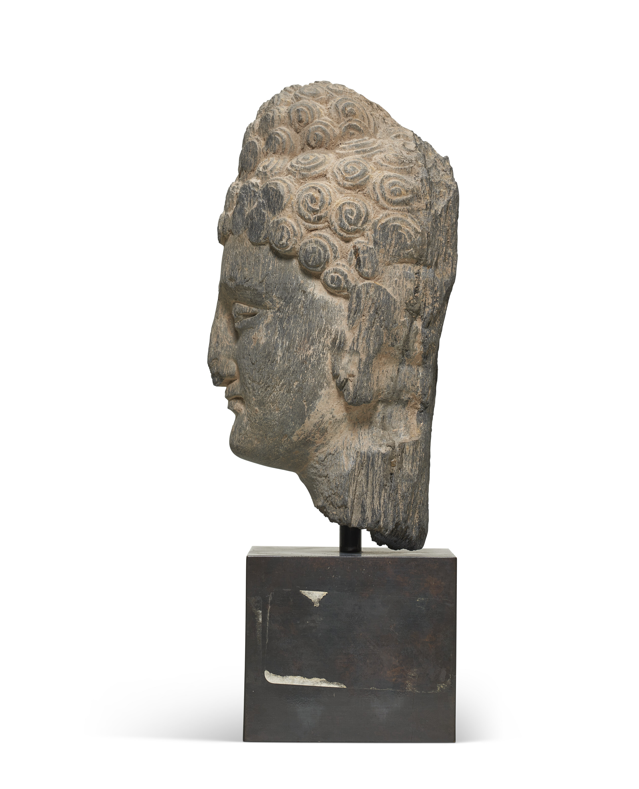 Stionsal Aghaidh Buddha A RARE AND MONUMENTAL INSCRIBED GREY SCHIST