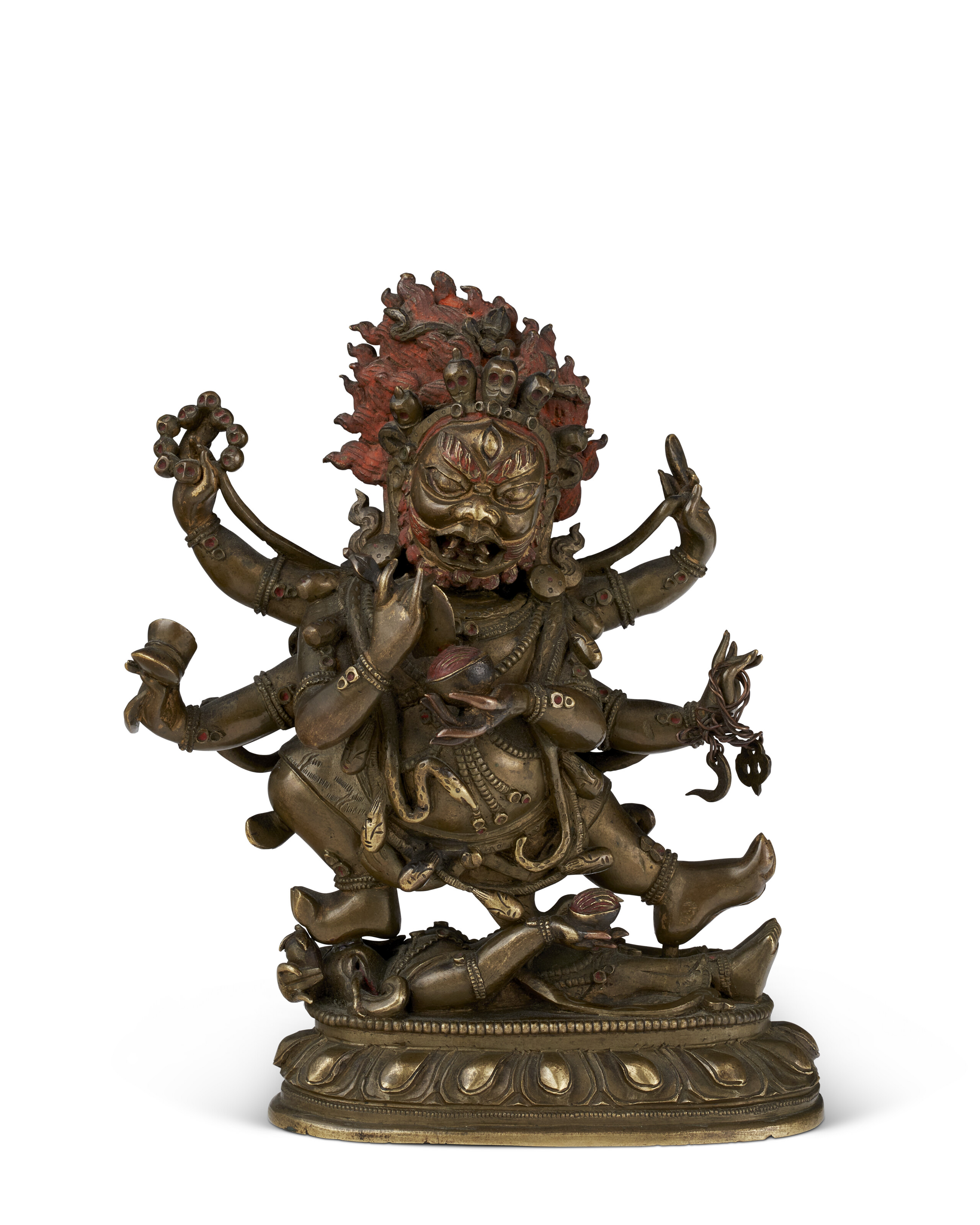 A BRONZE FIGURE OF SHADBUJA MAHAKALA, TIBET, 17TH-18TH CENTURY