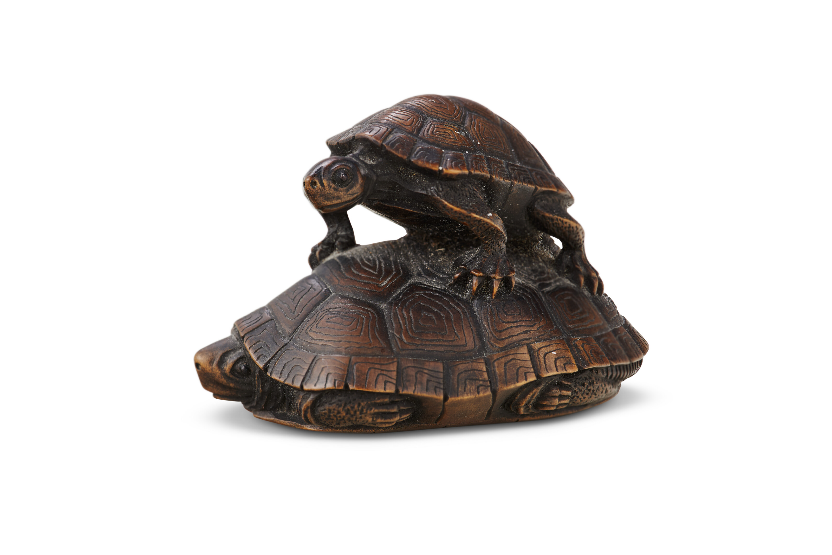 根付(netsuke) うちわの上の犬　木製 江戸時代 根付(netsuke) うちわの上の犬 木製 江戸時代 根付 うちわの上の犬