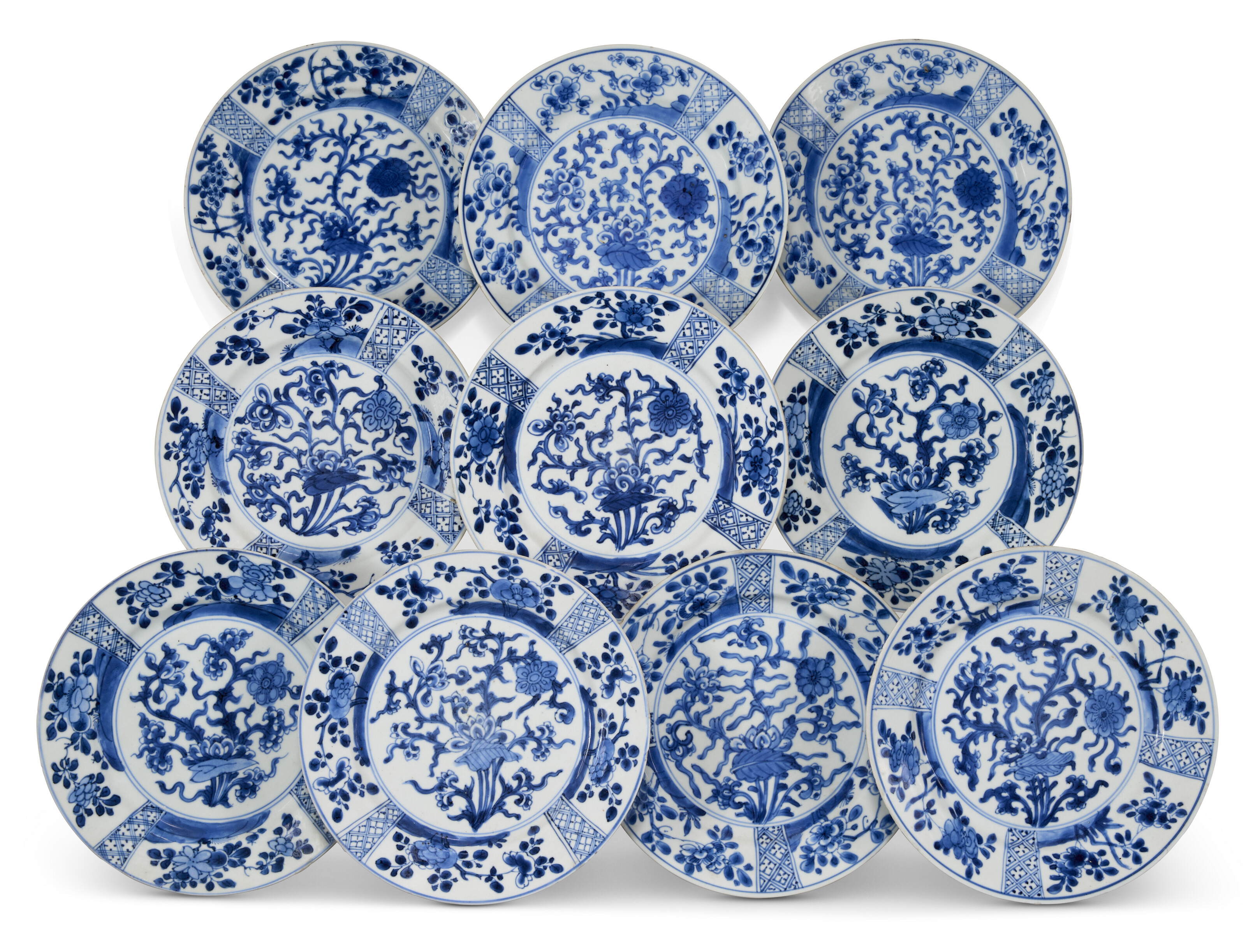 A Collection of Kangxi Blue & White Plates and Bowls