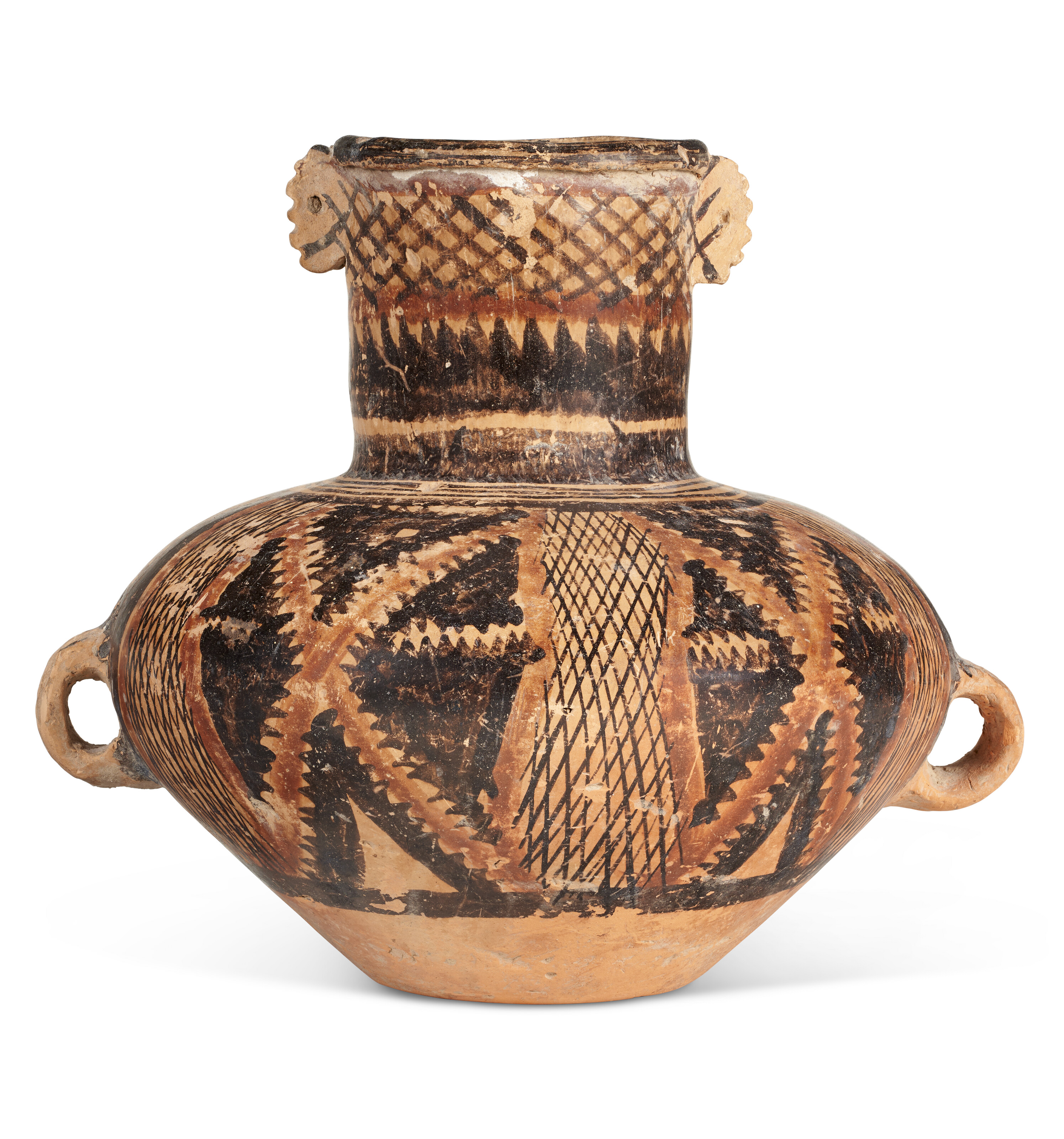 A PAINTED POTTERY JAR, NEOLITHIC PERIOD, YANGSHAO CULTURE, BANSHAN TYPE ...
