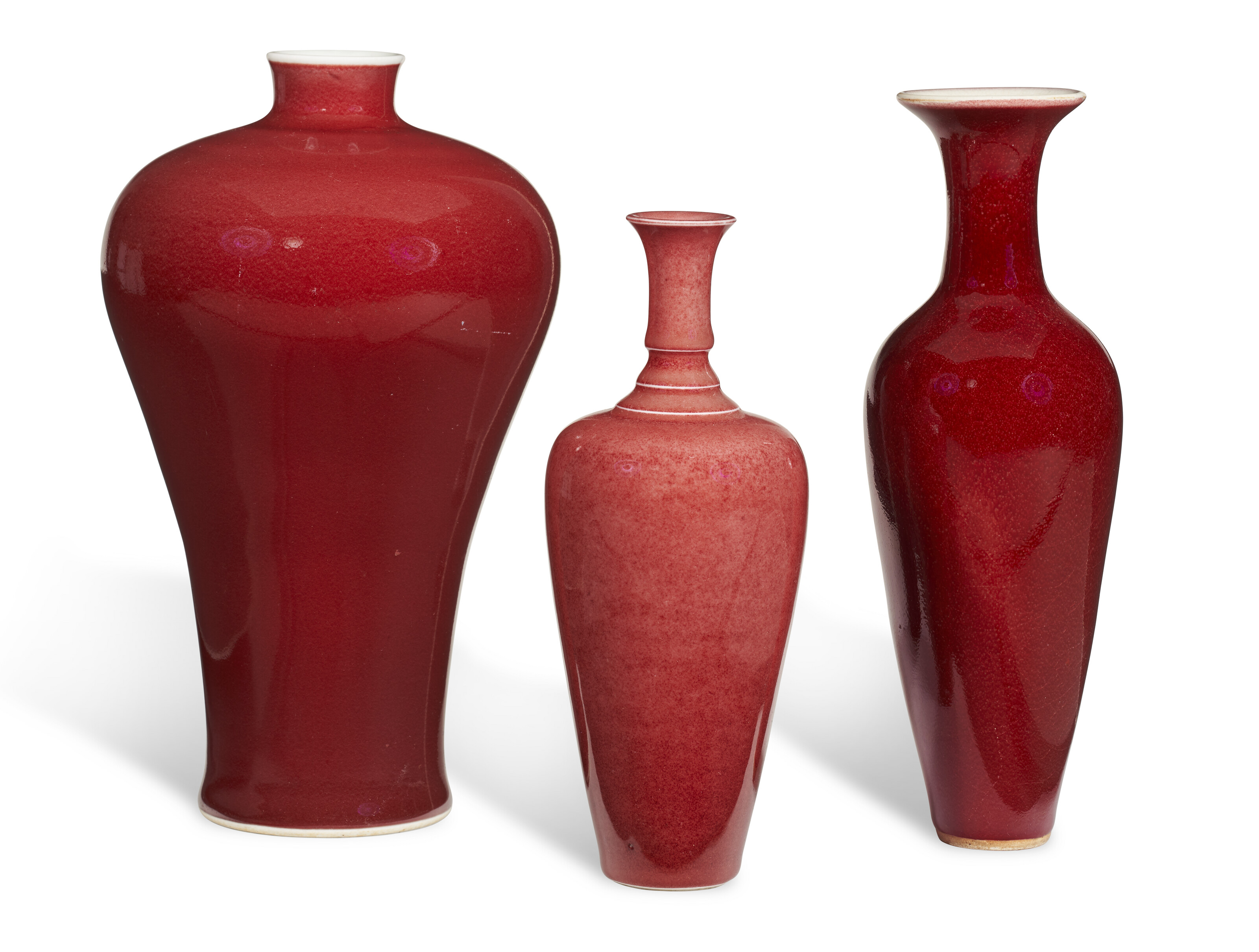 A COPPER-RED-GLAZED MEIPING AND A COPPER-RED-GLAZED AMPHORA
