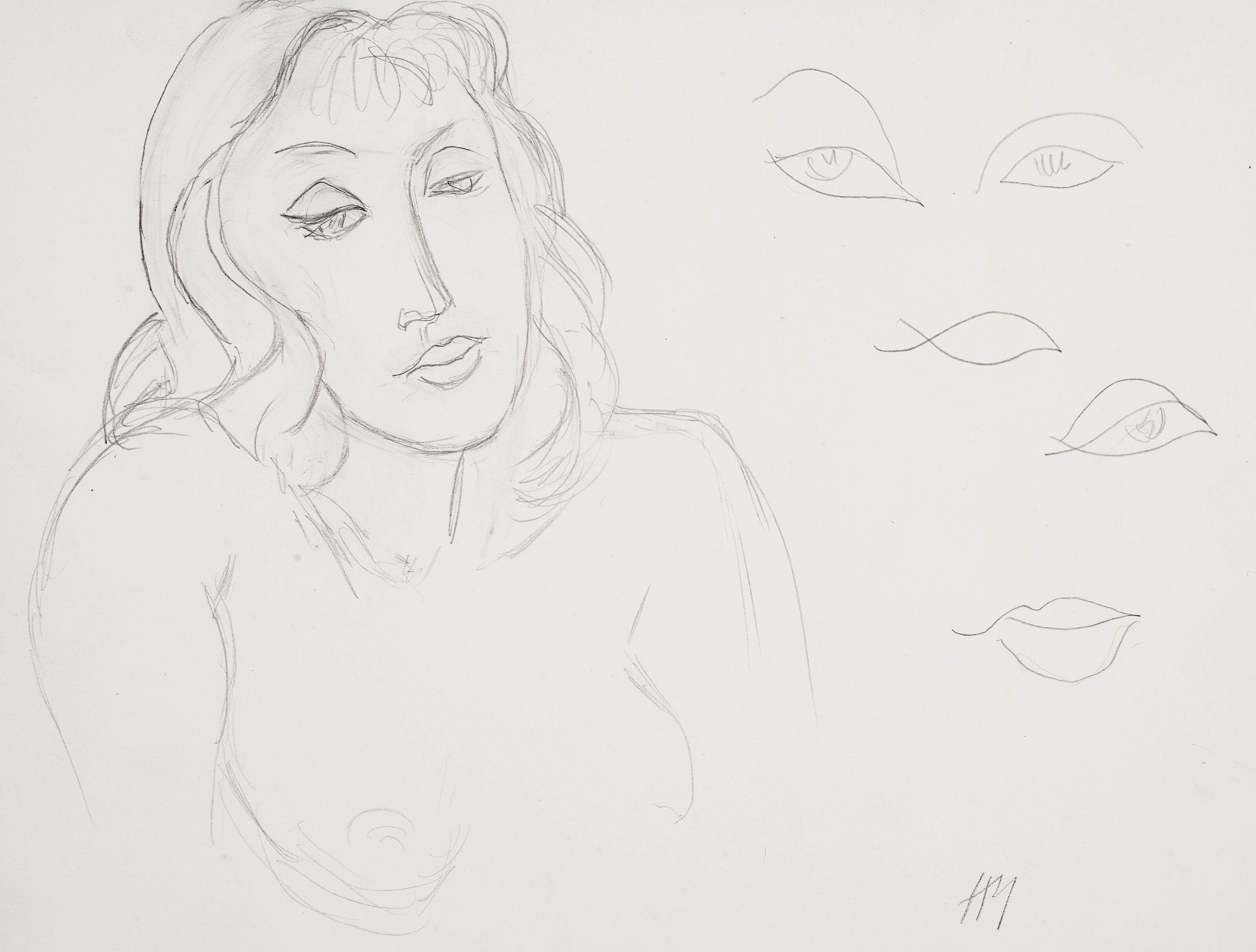 Femme et études d’yeux