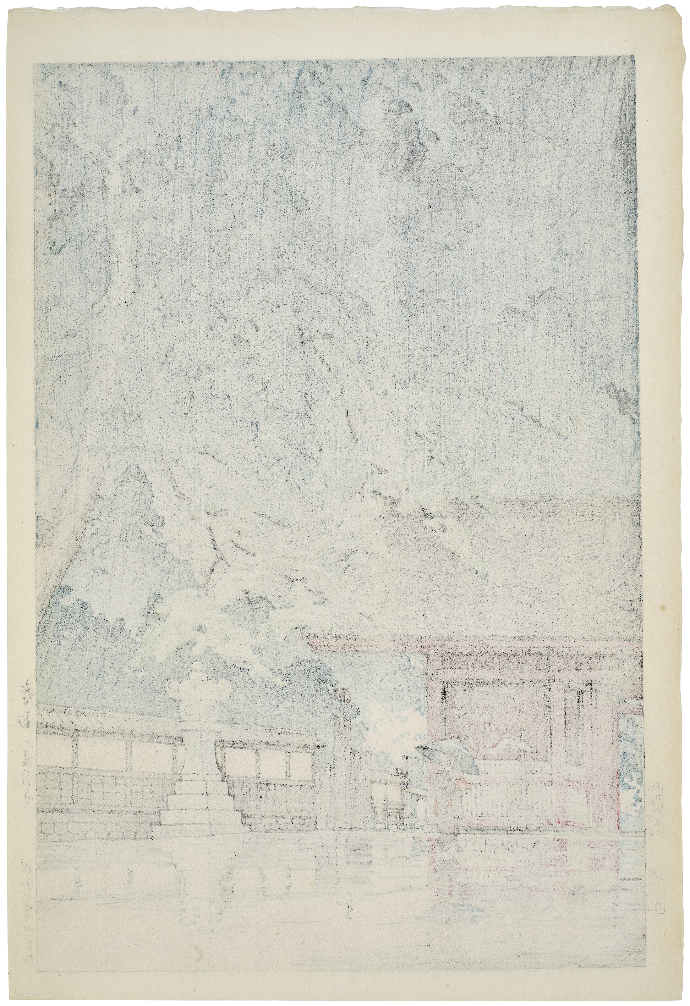 KAWASE HASUI (1883-1957), Harusame, Gokokuji (Spring rain at