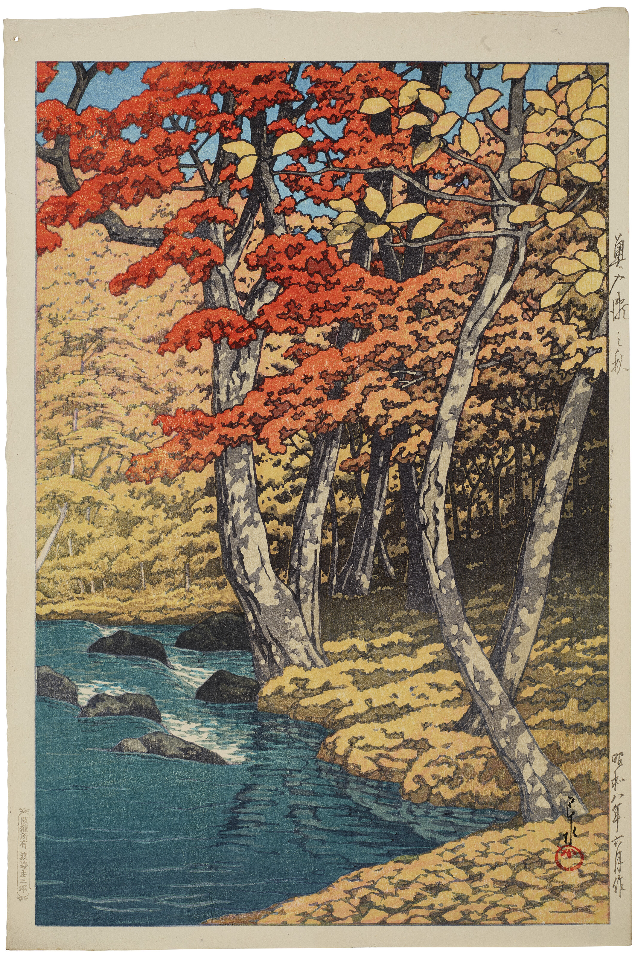 【歔欷】原画 KAWASE HASUI (1883-1957), Harusame, Gokokuji (Spring rain at