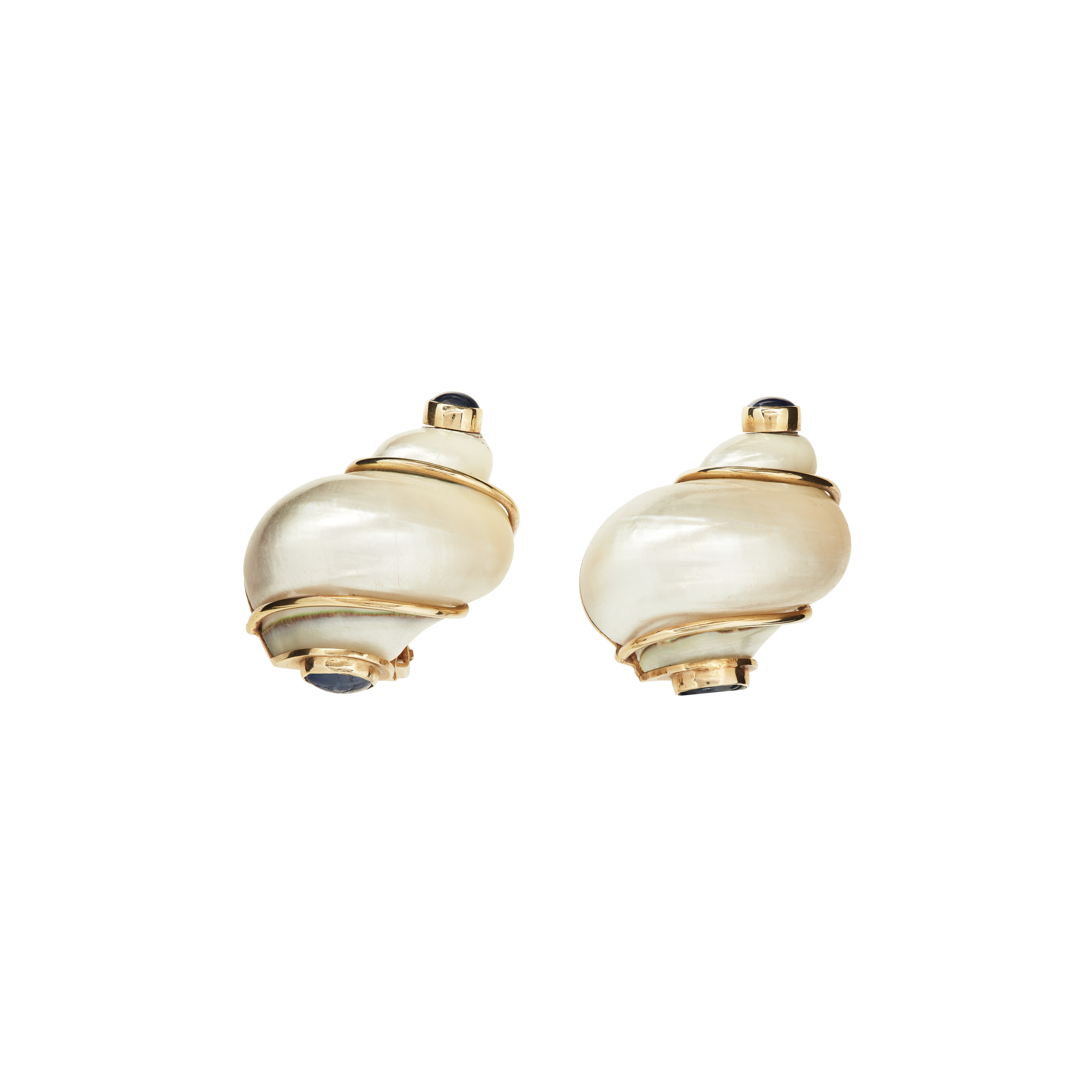 SEAMAN SCHEPPS TURBO SHELL AND SAPPHIRE EARRINGS, | Christie’s
