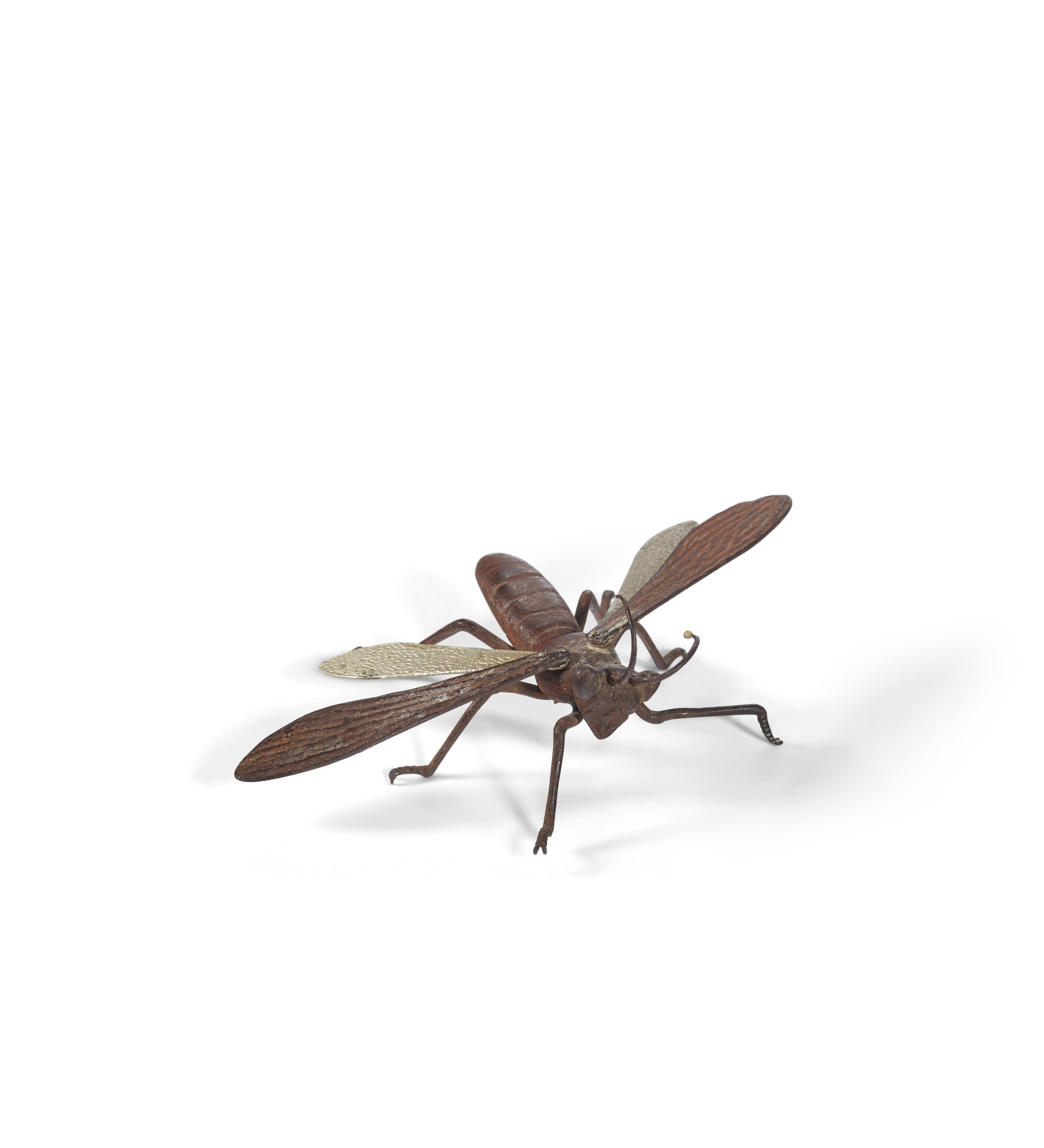 A GROUP OF FOUR IRON ARTICULATED MODELS OF INSECTS, JIZAI