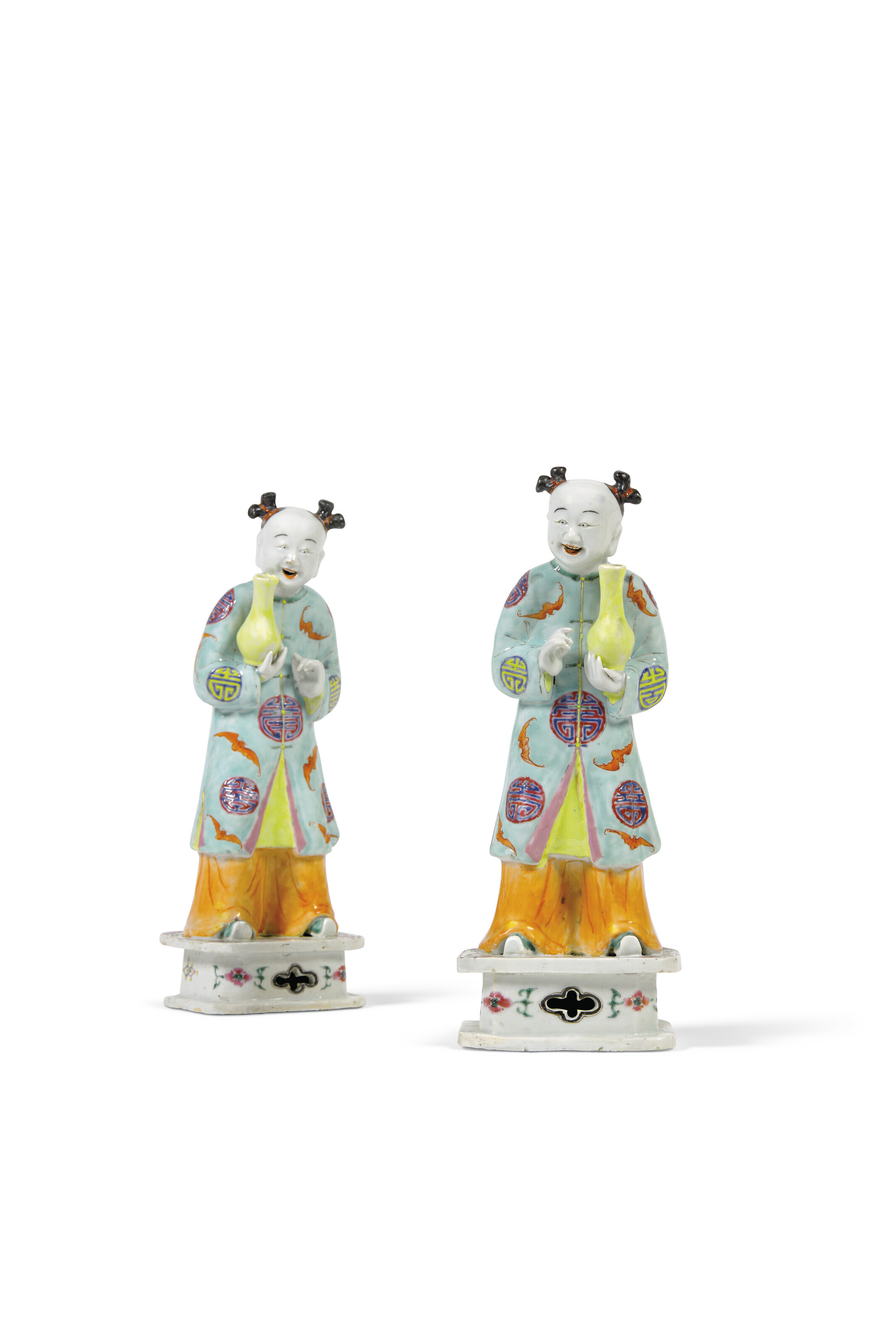 清孔雀蓝釉壶、炉、笔山及盘一组六件, CHINA, QING DYNASTY (1644-1911