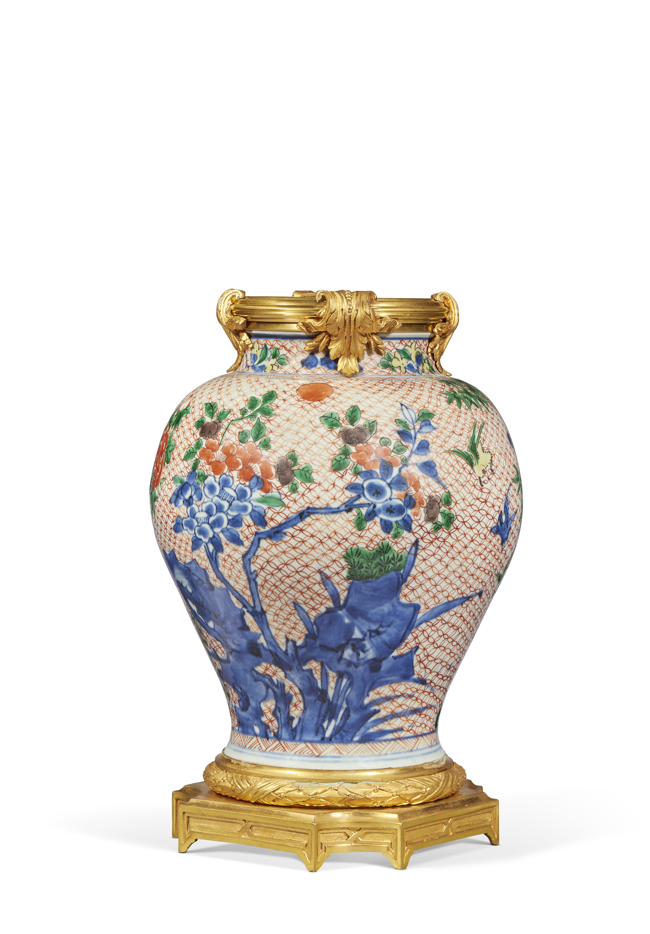見逃し厳禁！おトクな 十七世纪嵌鎏金铜青花五彩山石花卉纹罐, CHINA, 17TH CENTURY 工芸品