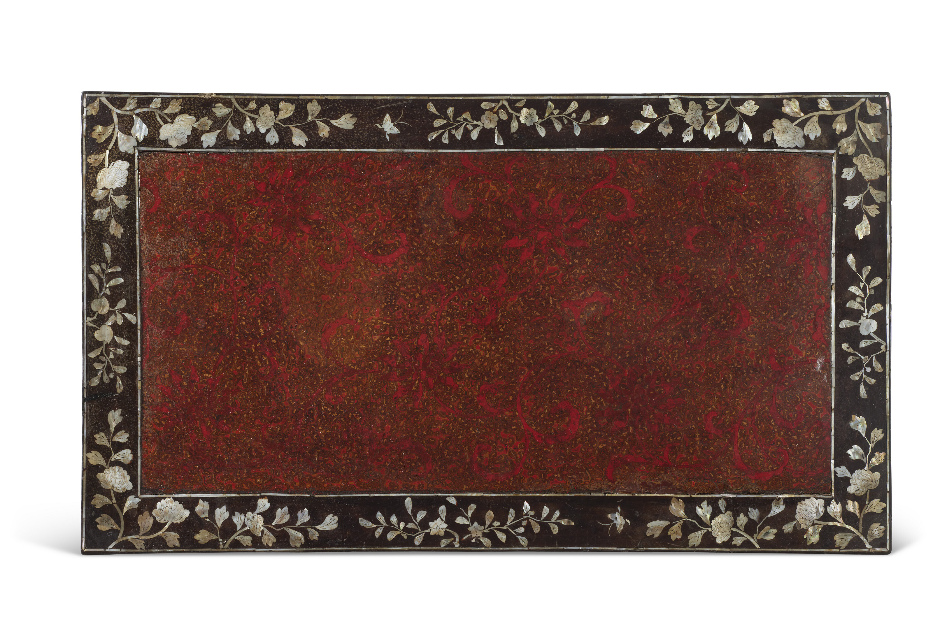 清十七世纪末漆木嵌螺钿花卉纹炕桌, CHINA, QING DYNASTY, LATE