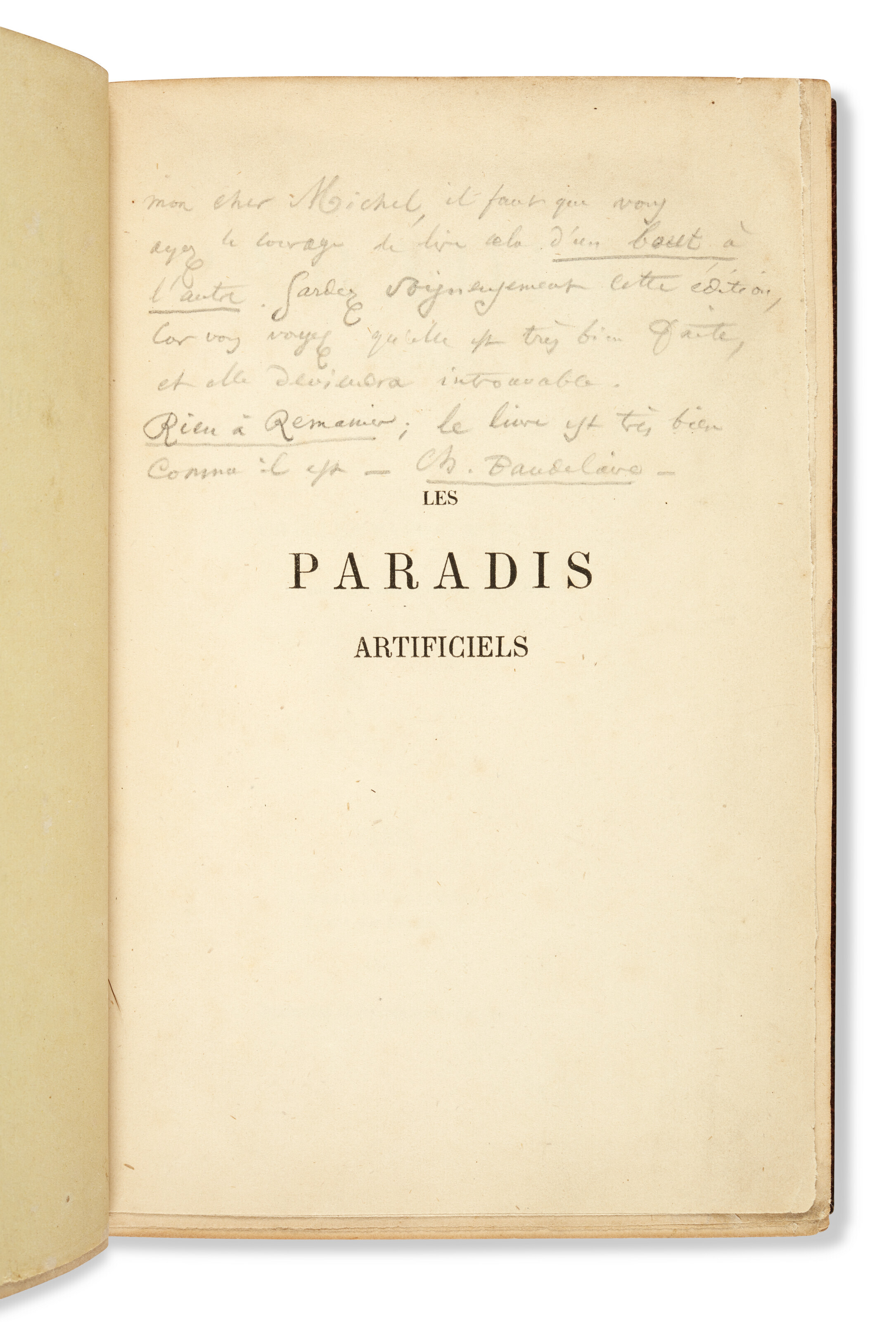 BAUDELAIRE, Charles (18211867), Les Paradis artificiels. Opium et
