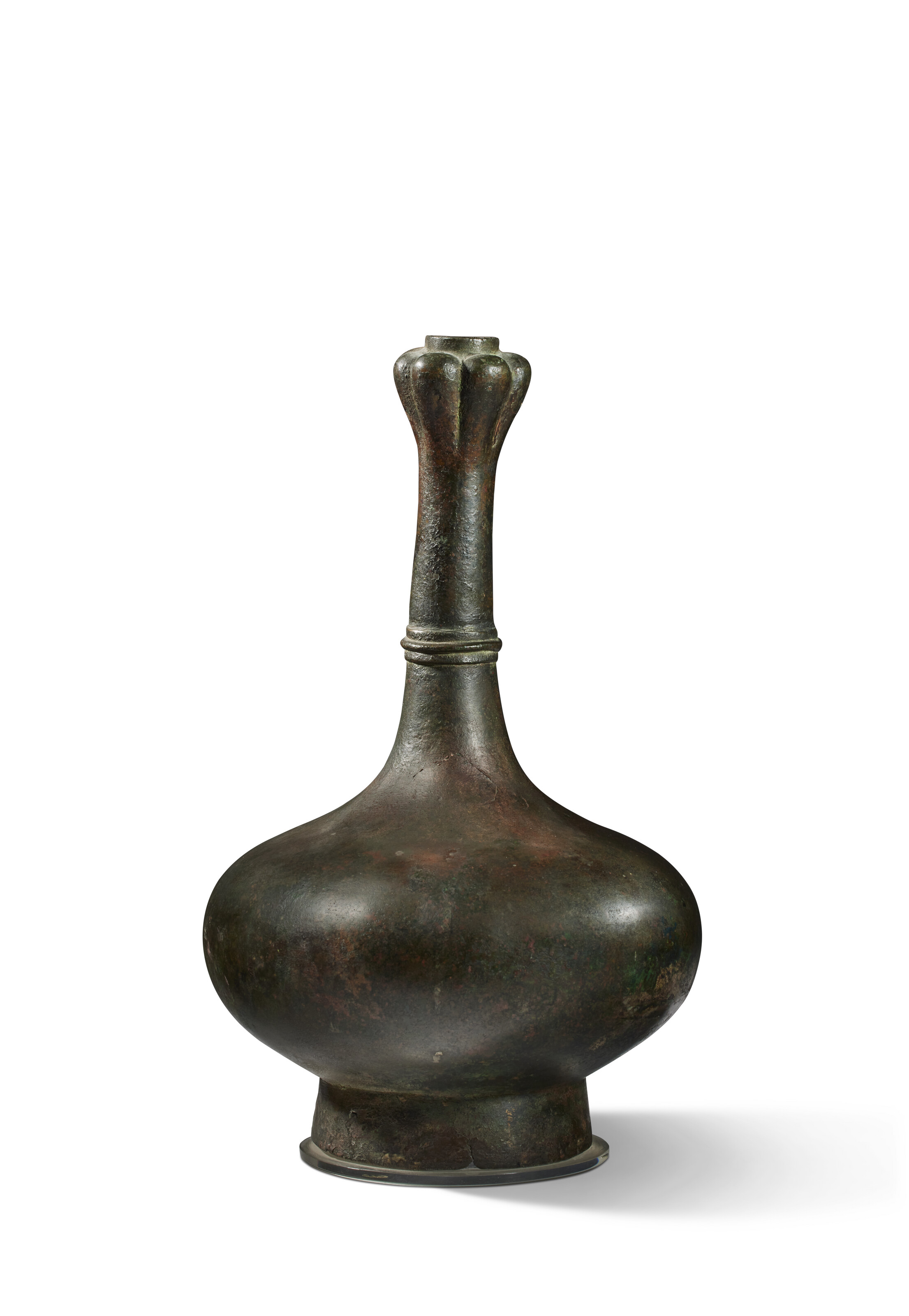A BRONZE 'GARLIC-MOUTH' BOTTLE VASE, CHINA, HAN DYNASTY (206 B.C.