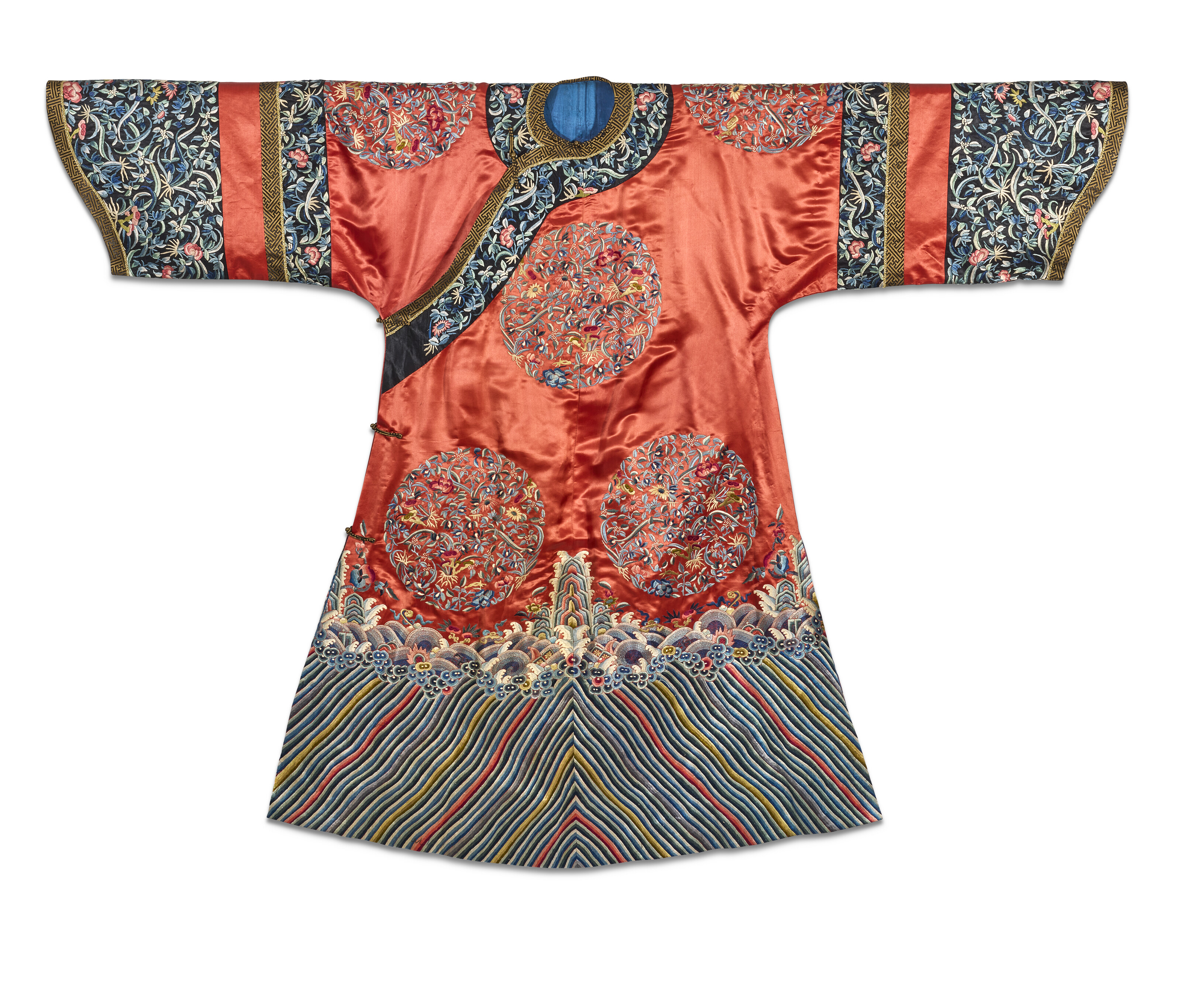 AN EMBROIDERED RED SATIN MANCHU LADY’S WEDDING ROBE, CHINA, 20TH ...