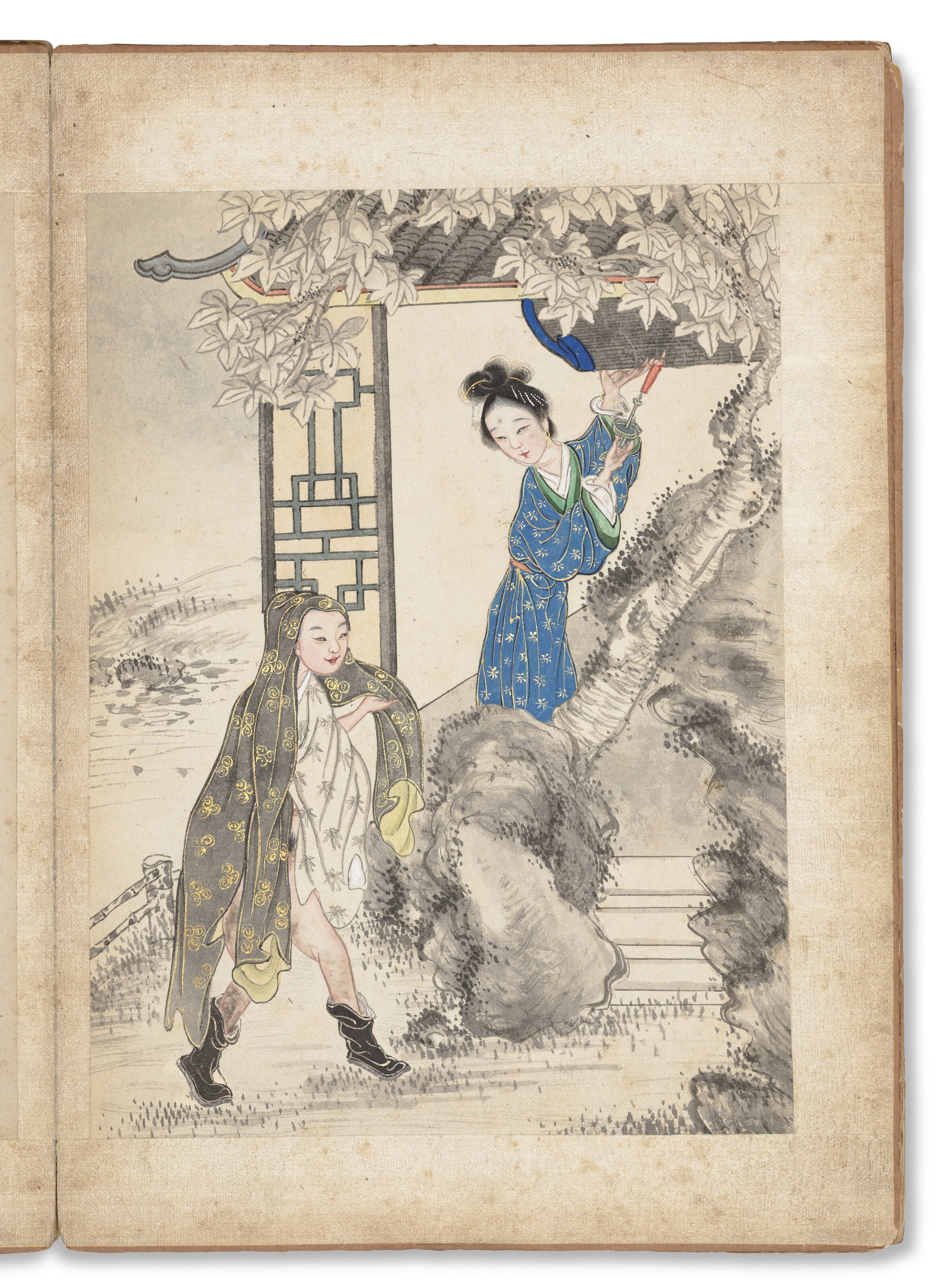 清十九世纪春宫图设色纸本册页八开, CHINA, QING DYNASTY, 19TH