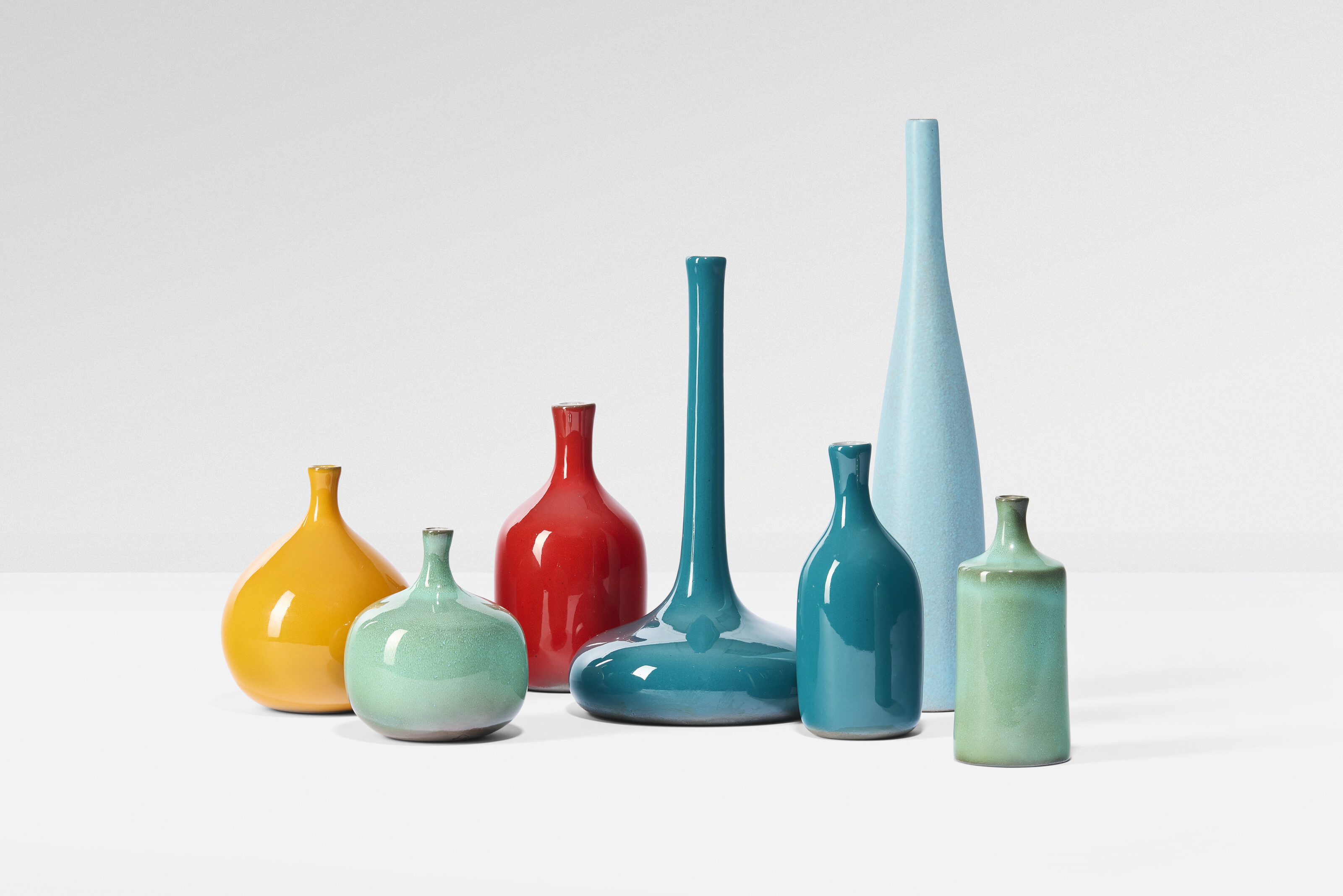 Jacques Ruelland and Dani Ruelland, a set of six vases and one bottle, 1960-70, offered in Design on 3 December 2024 at Christie's in Paris