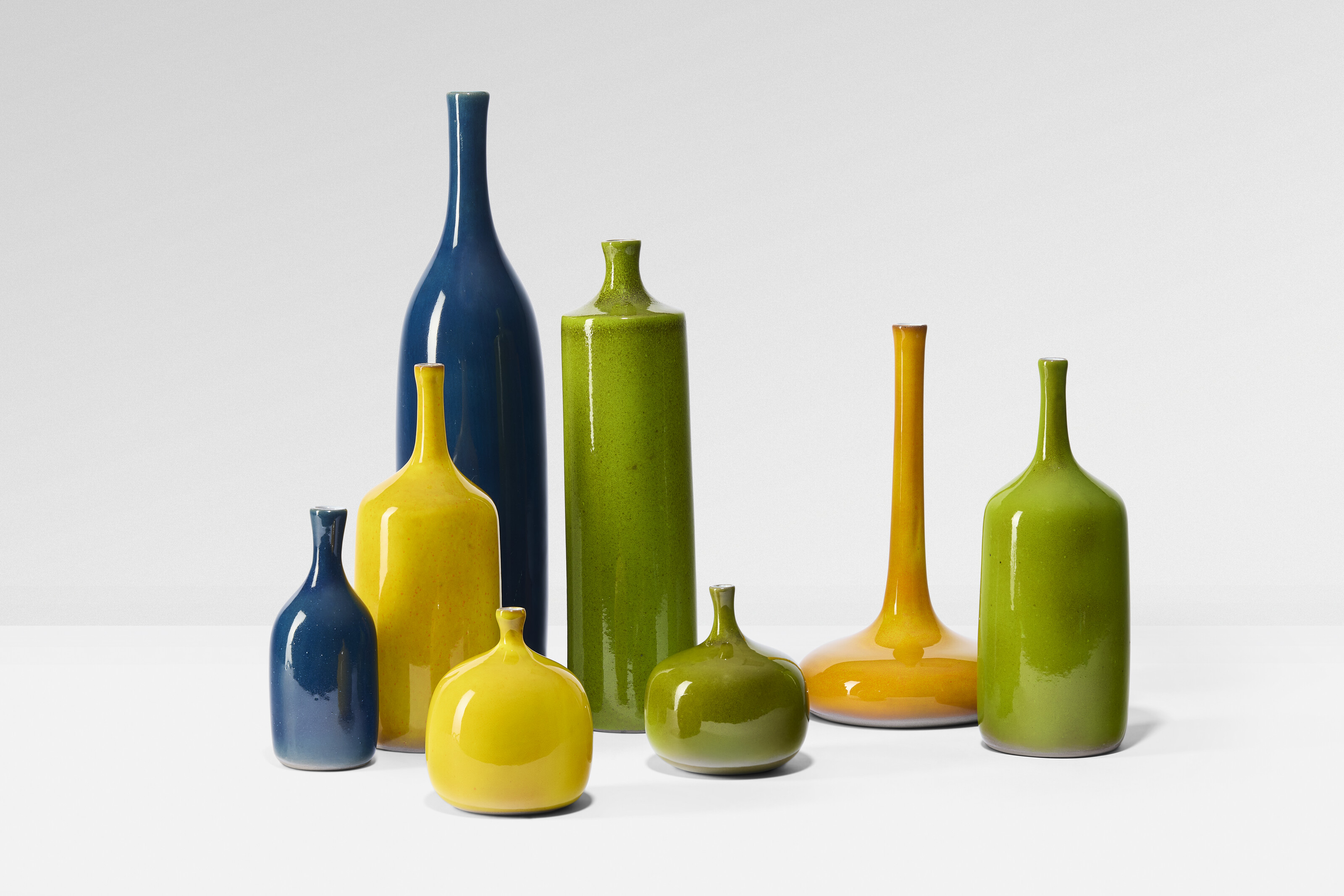 Jacques Ruelland and Dani Ruelland, a set of five bottles and three vases, 1960-70, offered in Design on 3 December 2024 at Christie's in Paris