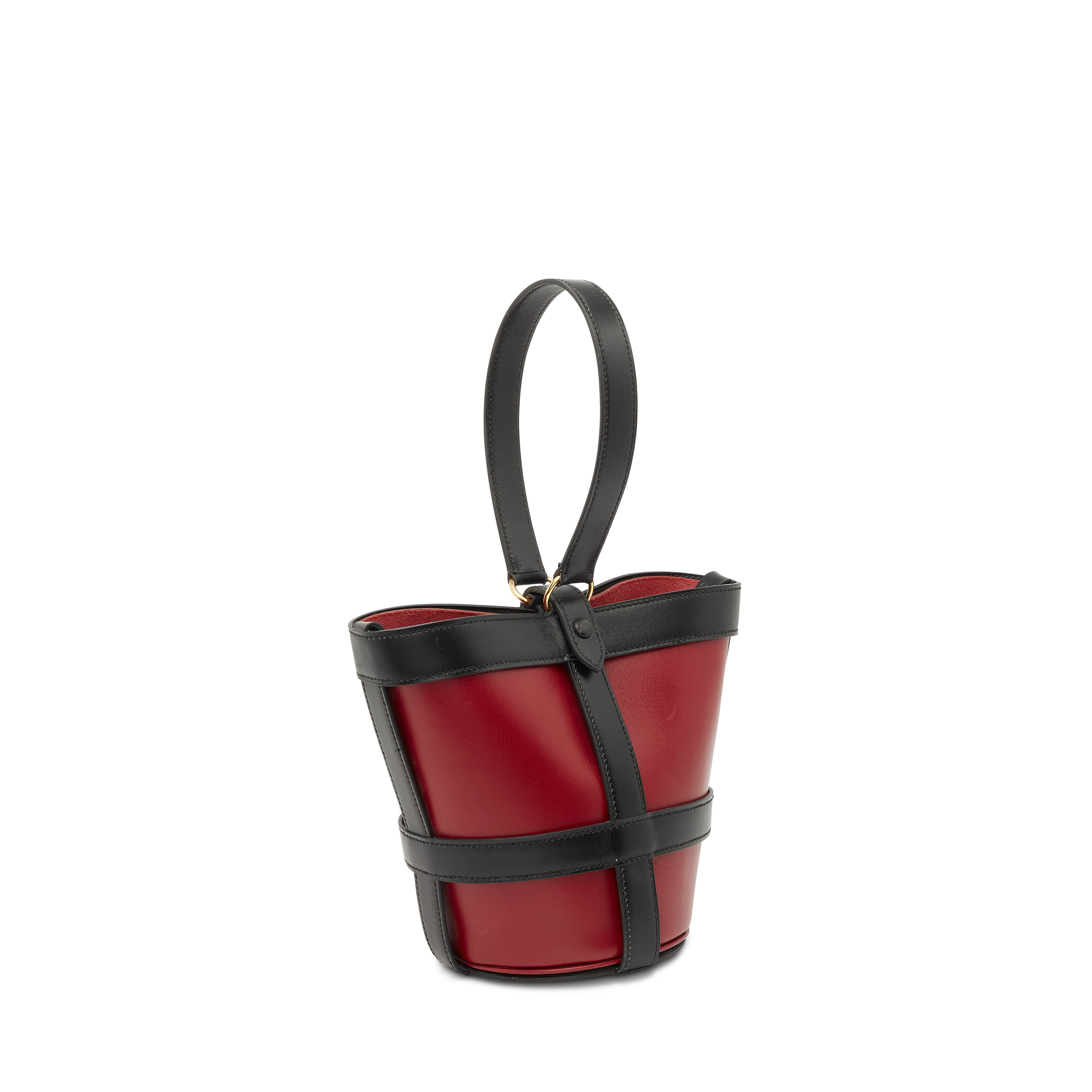 A ROUGE H & BLACK BOX CALF LEATHER MUSELIÈRE WITH GOLD HARDWARE