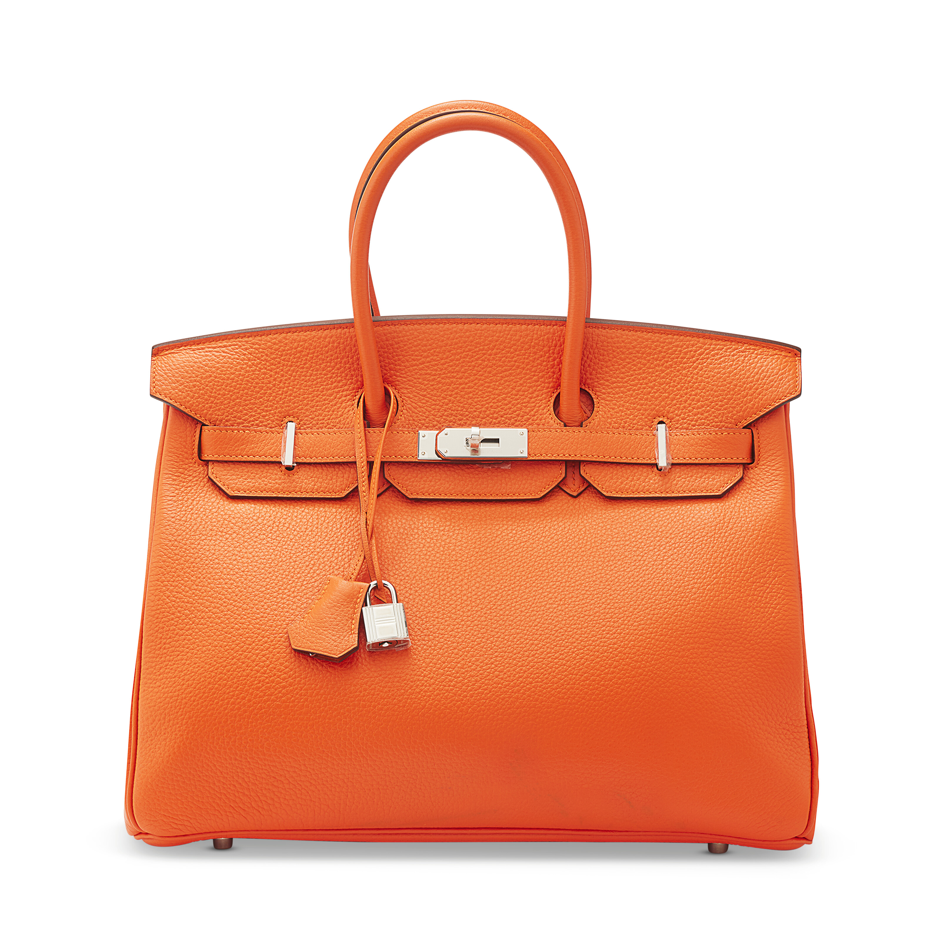AN ORANGE H CLÉMENCE LEATHER BIRKIN 35 WITH PALLADIUM HARDWARE