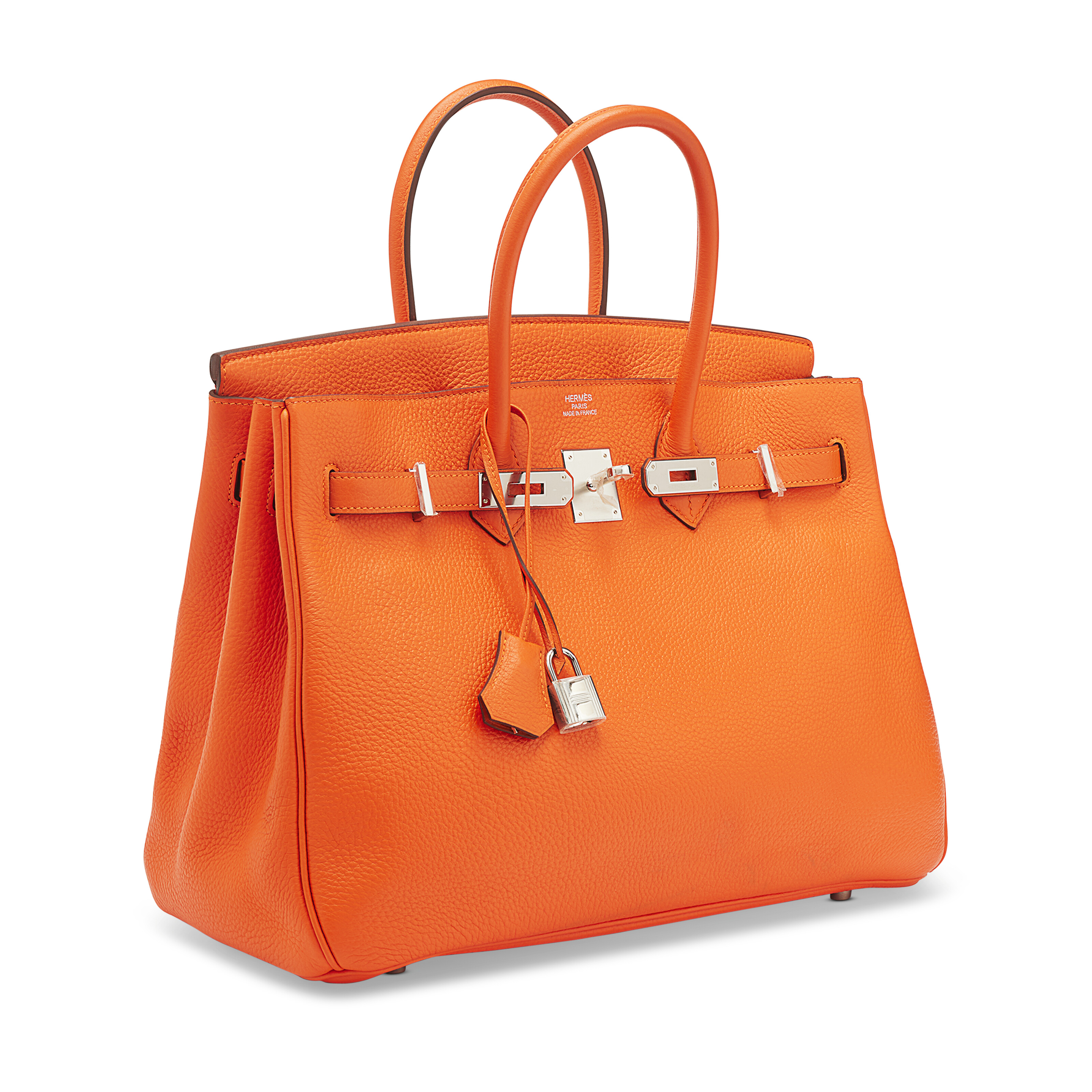 AN ORANGE H CLÉMENCE LEATHER BIRKIN 35 WITH PALLADIUM HARDWARE